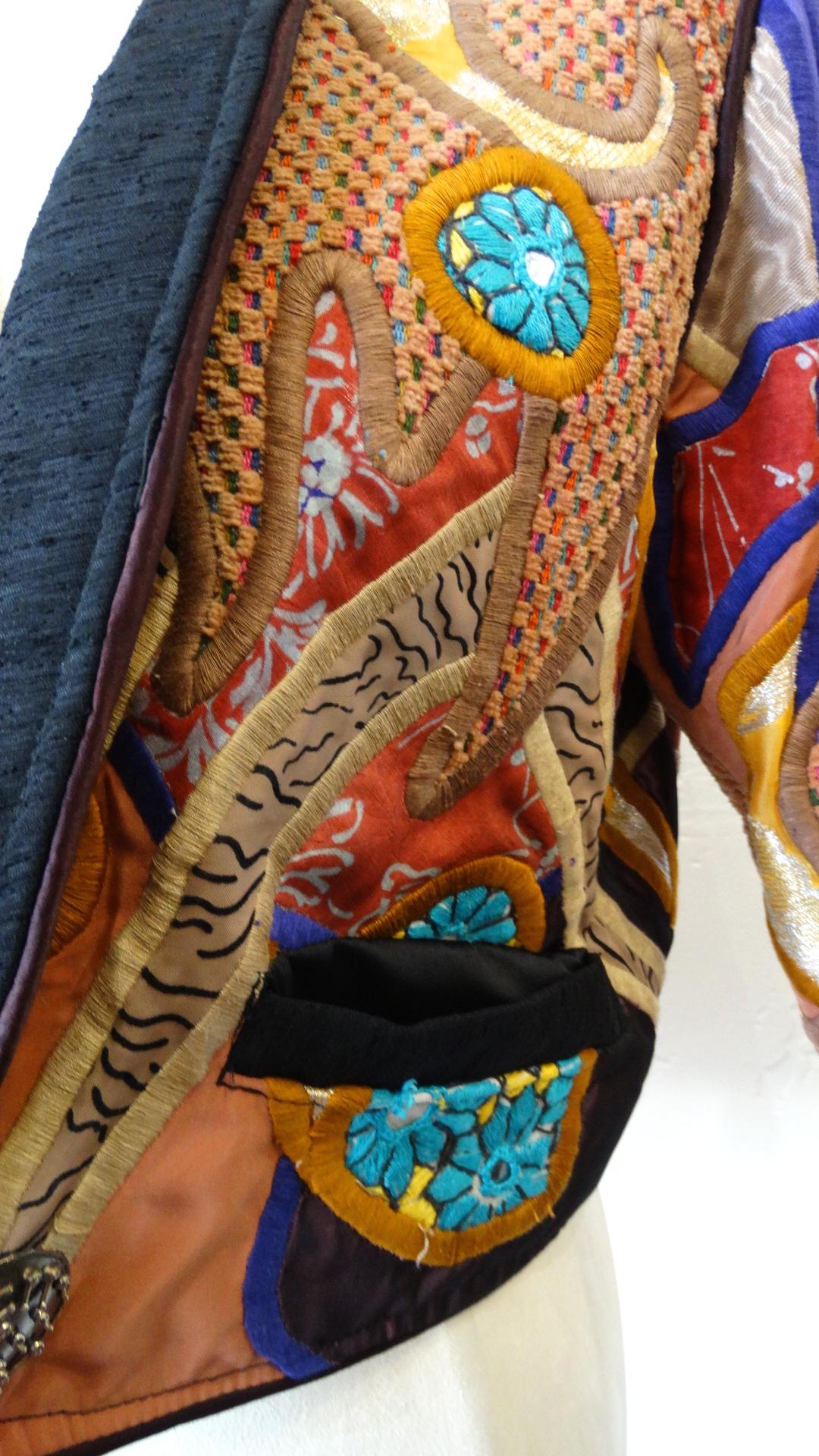 Judith Roberts 1980s Boho Abstract Appliqué Patchwork Jacket 5