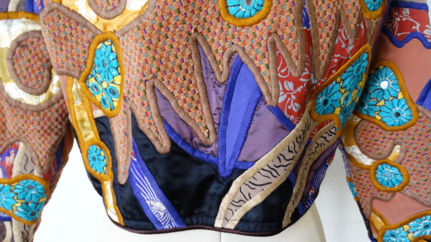 Judith Roberts 1980s Boho Abstract Appliqué Patchwork Jacket 6
