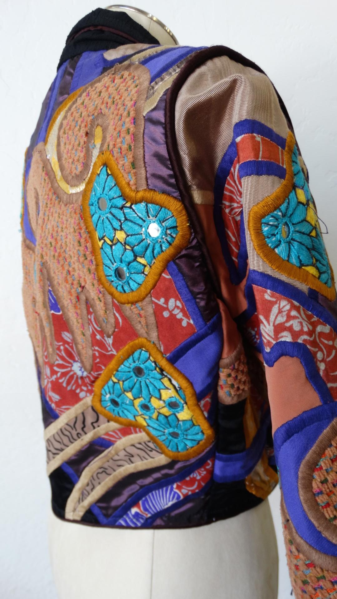 Judith Roberts 1980s Boho Abstract Appliqué Patchwork Jacket 9