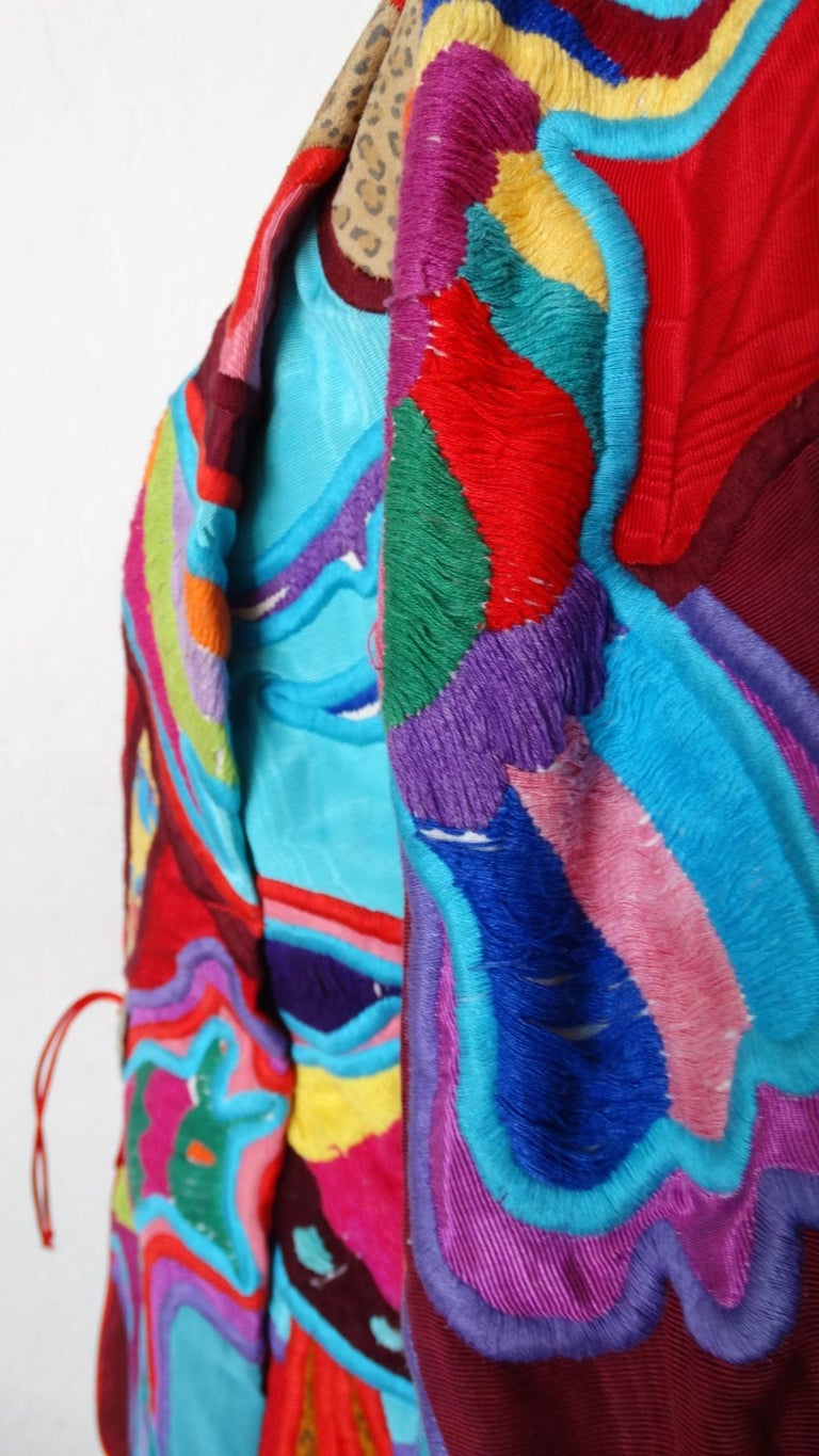 1980s Judith Roberts Leopard Abstract Appliqué Patchwork Jacket For Sale at 1stdibs