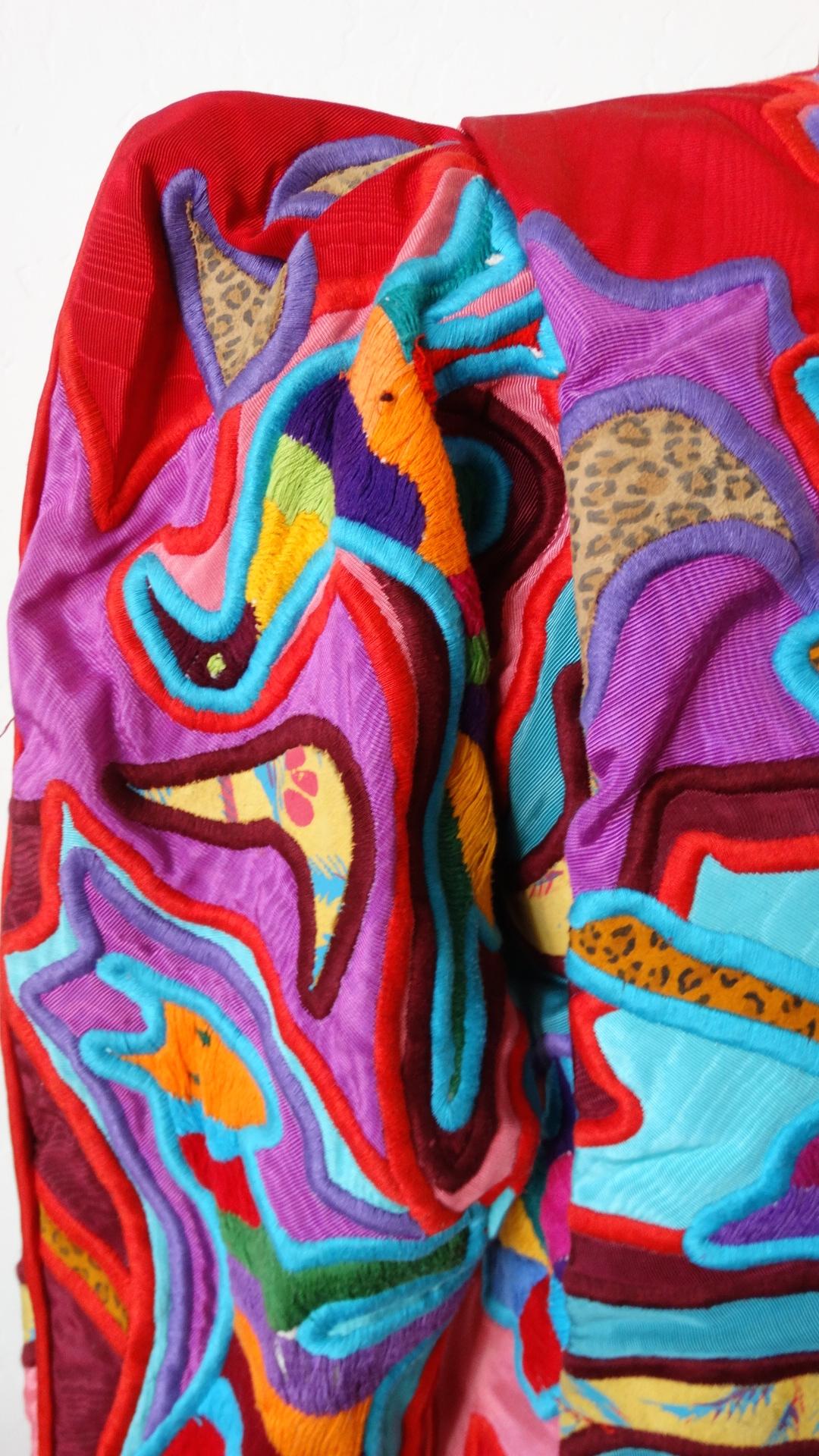 Judith Roberts 1980s Leopard Abstract Appliqué Patchwork Jacket  6