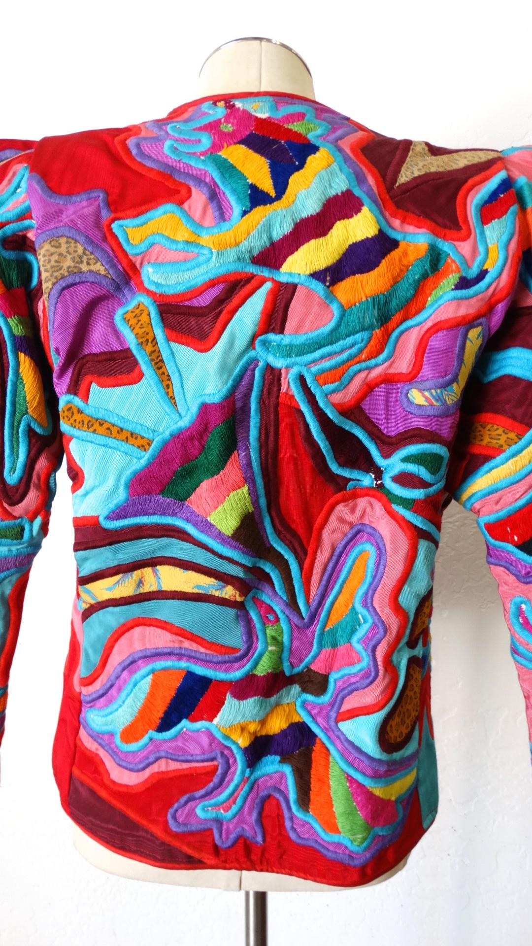 Judith Roberts 1980s Leopard Abstract Appliqué Patchwork Jacket 8