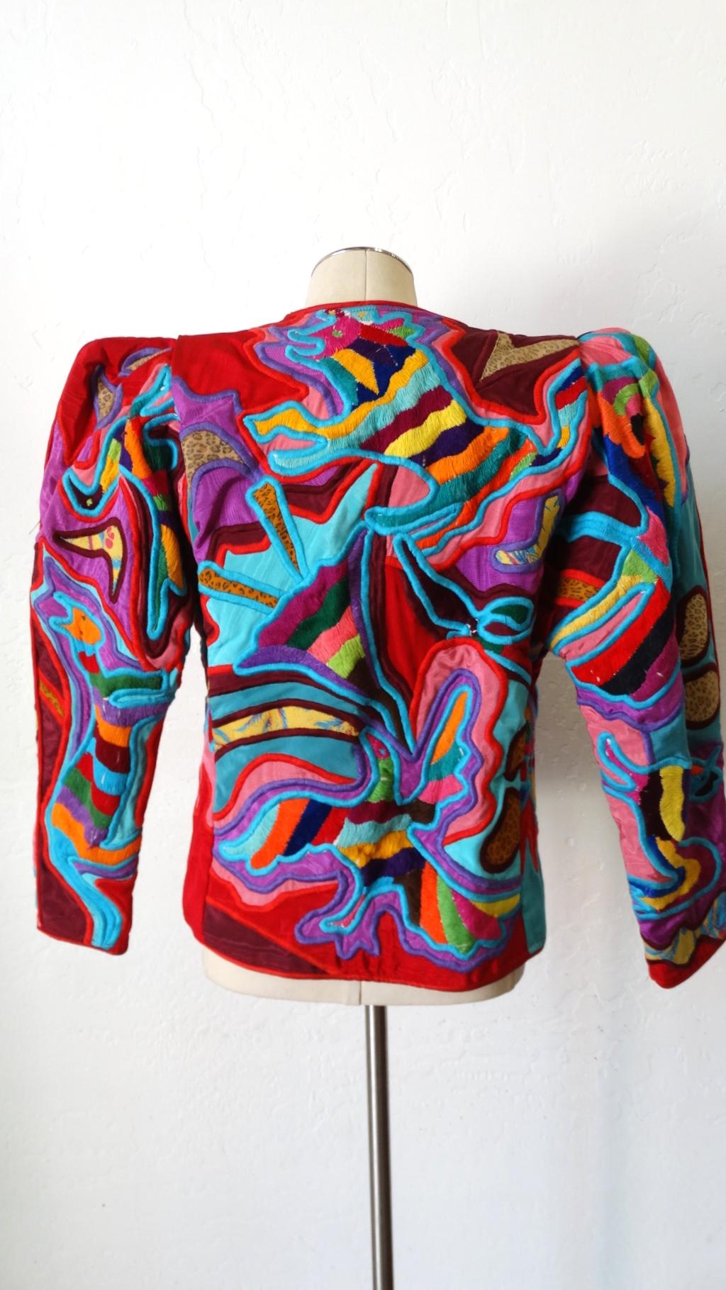 Judith Roberts 1980s Leopard Abstract Appliqué Patchwork Jacket 9