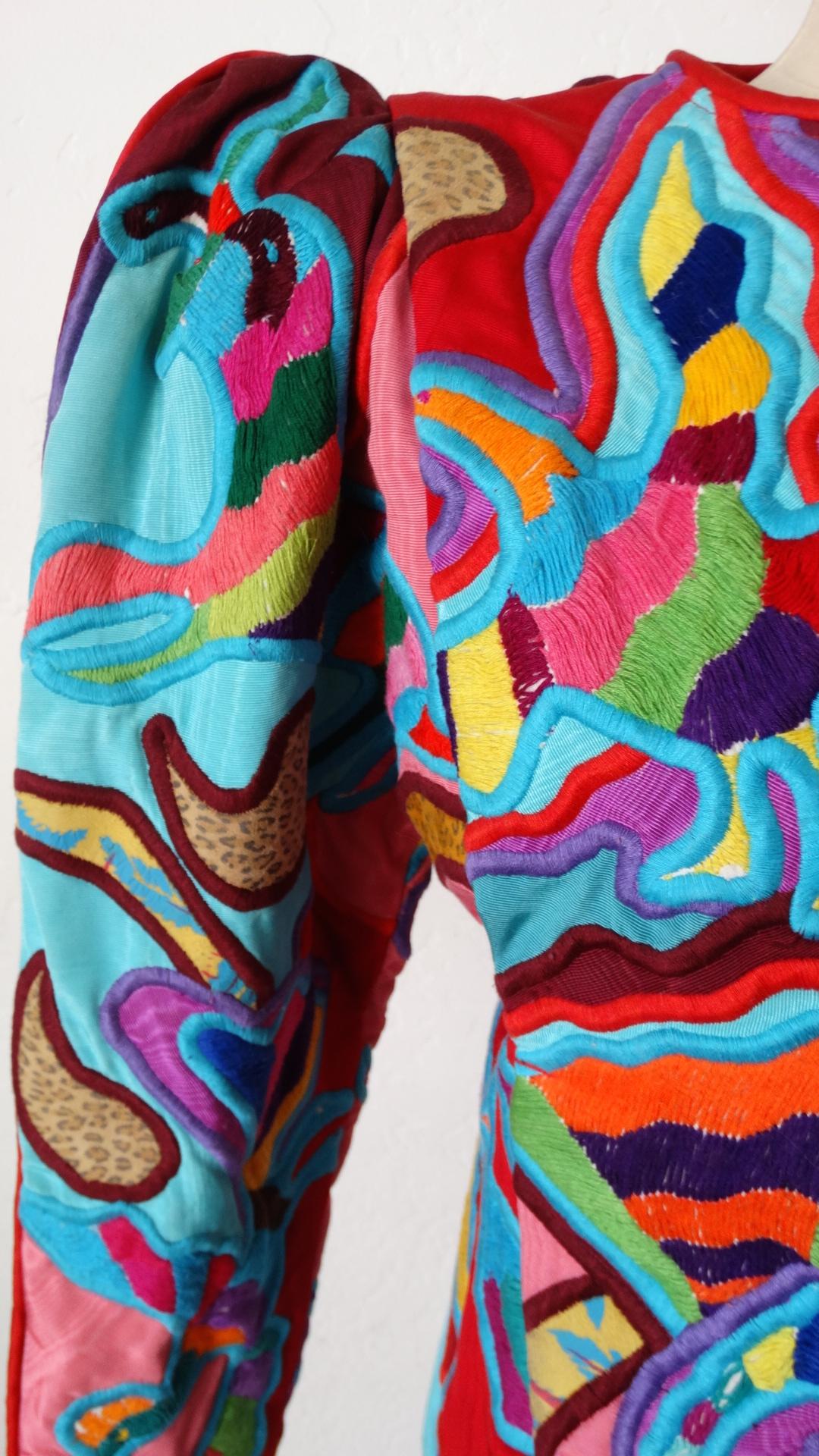 Judith Roberts 1980s Leopard Abstract Appliqué Patchwork Jacket at ...