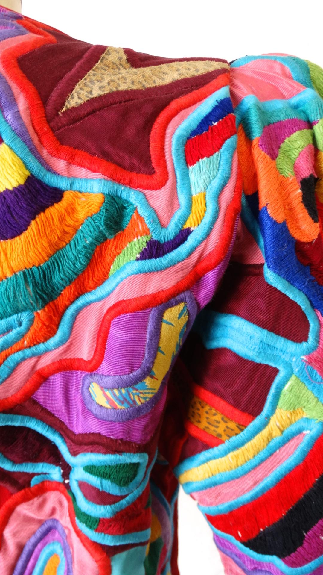 Judith Roberts 1980s Leopard Abstract Appliqué Patchwork Jacket In Good Condition In Scottsdale, AZ