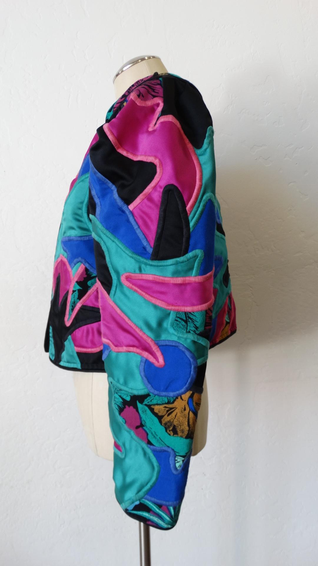  Judith Roberts 1980s Tropical Abstract Appliqué Patchwork Jacket  1