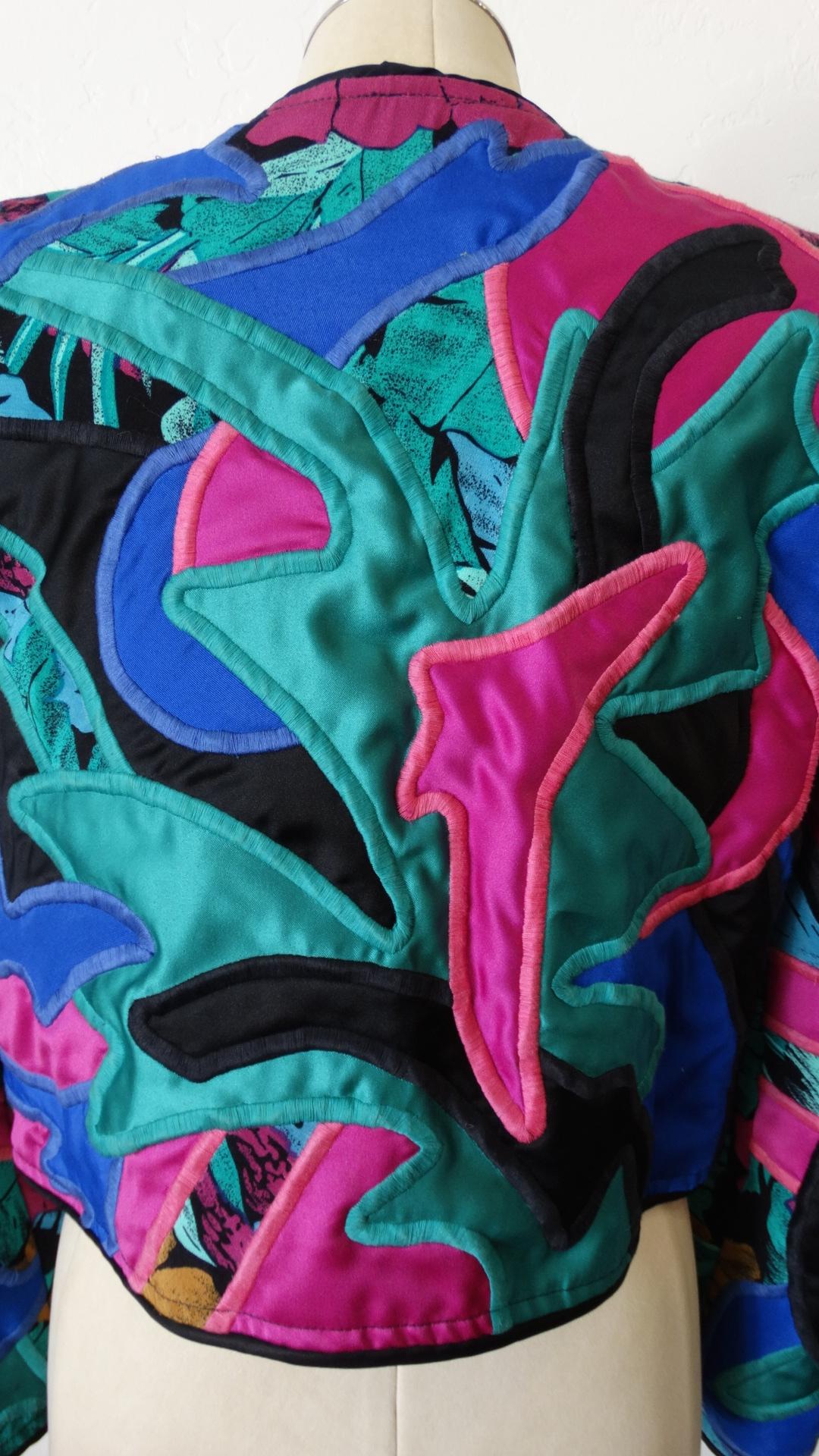  Judith Roberts 1980s Tropical Abstract Appliqué Patchwork Jacket  2