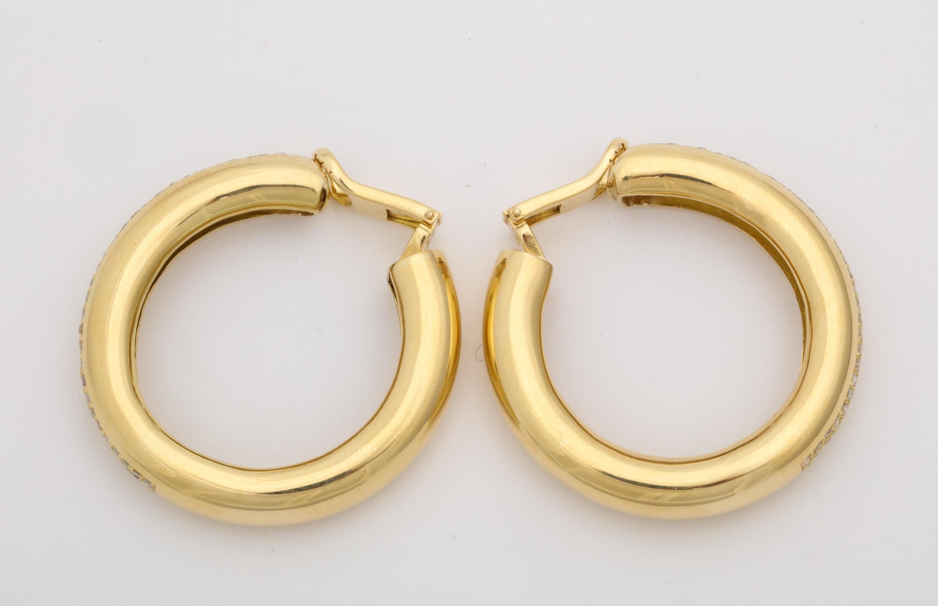 Women's 1980s Jumbo Diamonds with High Polish Gold Dramatic Clip-On Hoop Earclips