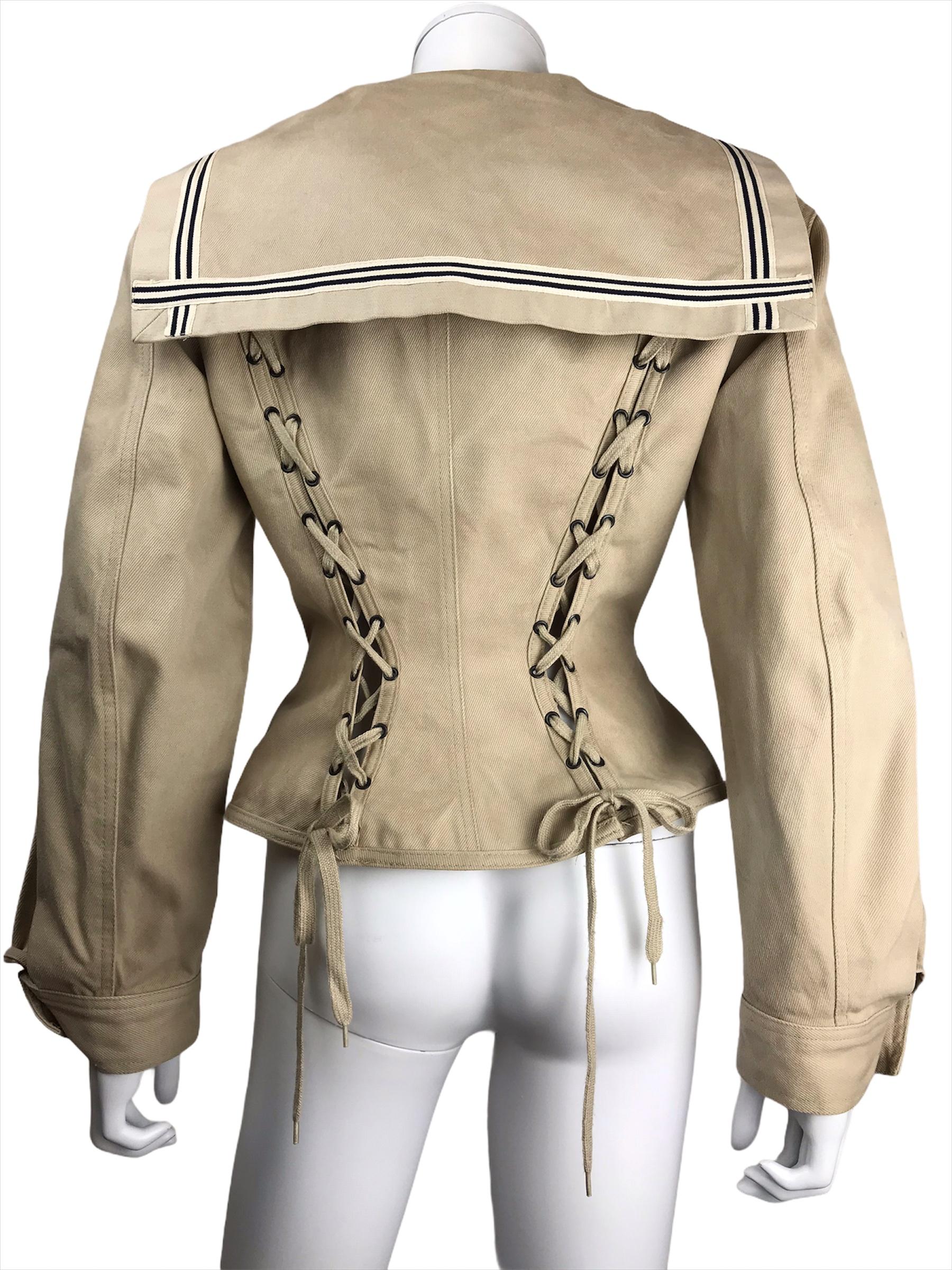 SS89 Junior Gaultier Sailor Jacket Lacing Medium Size In Good Condition In Paris, FR