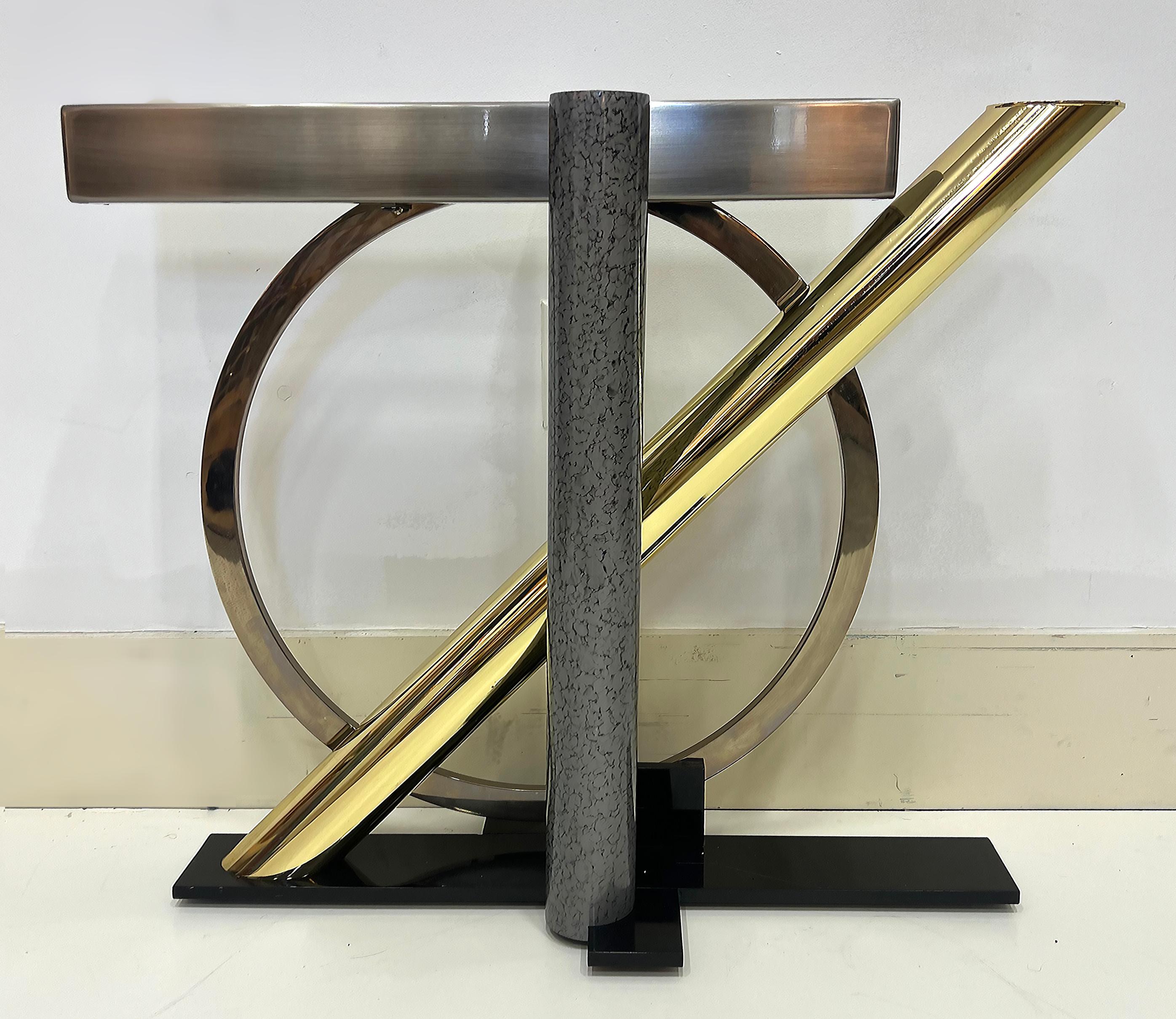 1980er Jahre Kaiso Oto Postmoderne Konsole DIA Design Institute of America (Metall) im Angebot