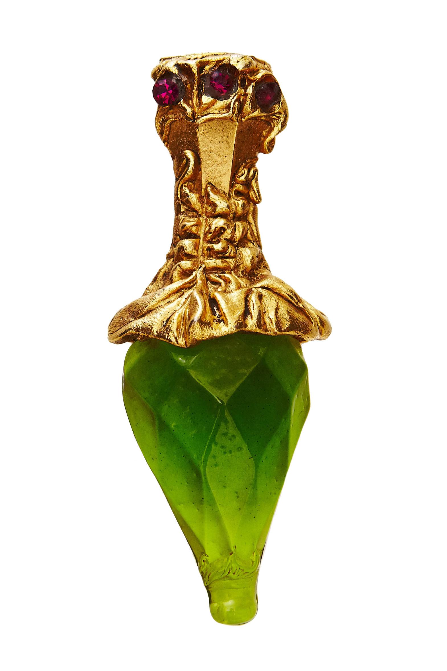 1980er Kalinger French Couture Große goldene Fackelbrosche Damen im Angebot