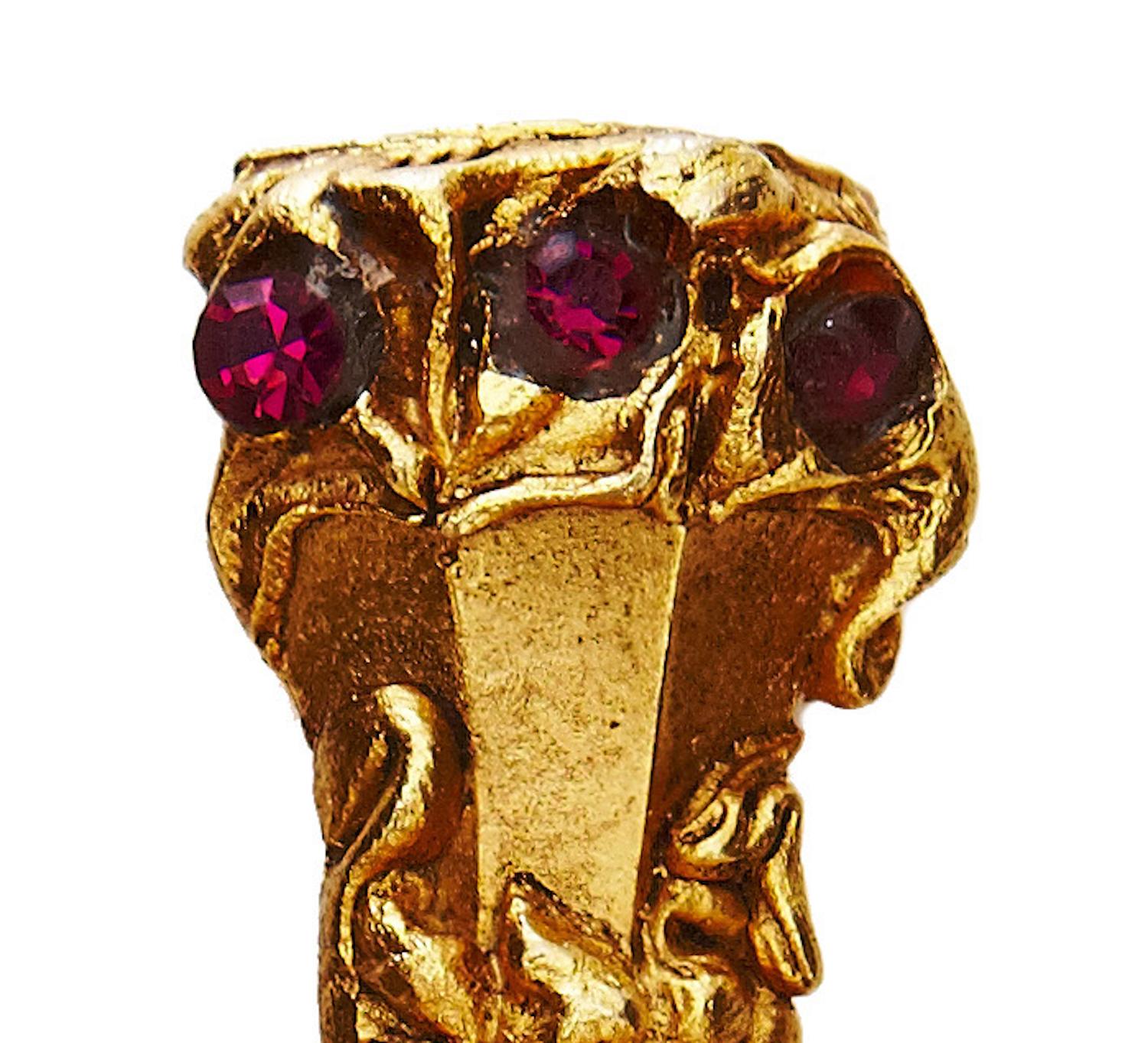 1980er Kalinger French Couture Große goldene Fackelbrosche im Angebot 2