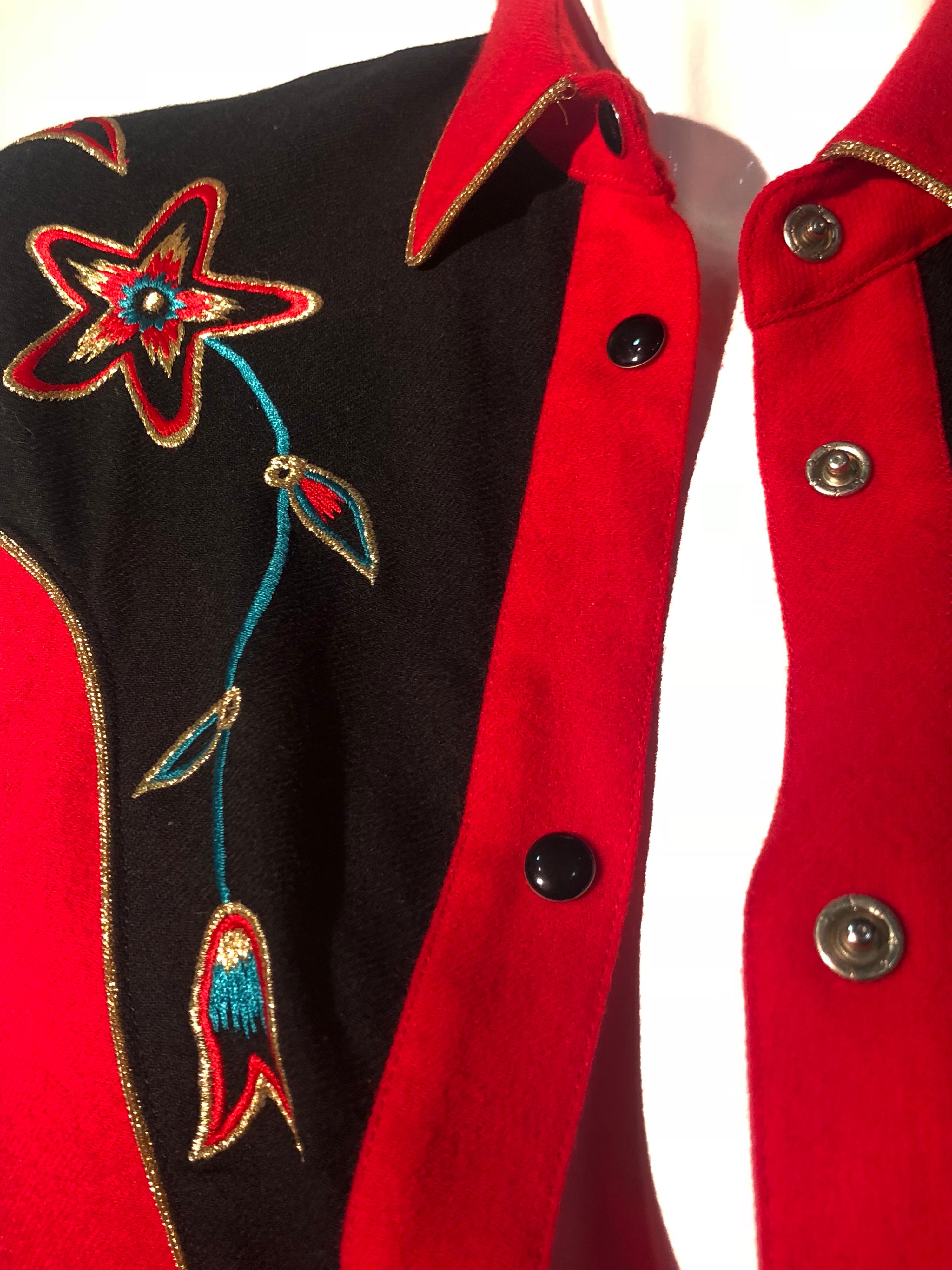 Women's or Men's 1980s Kansai Yamamoto Retro-Styled Embroidered Western Shirt For Sale