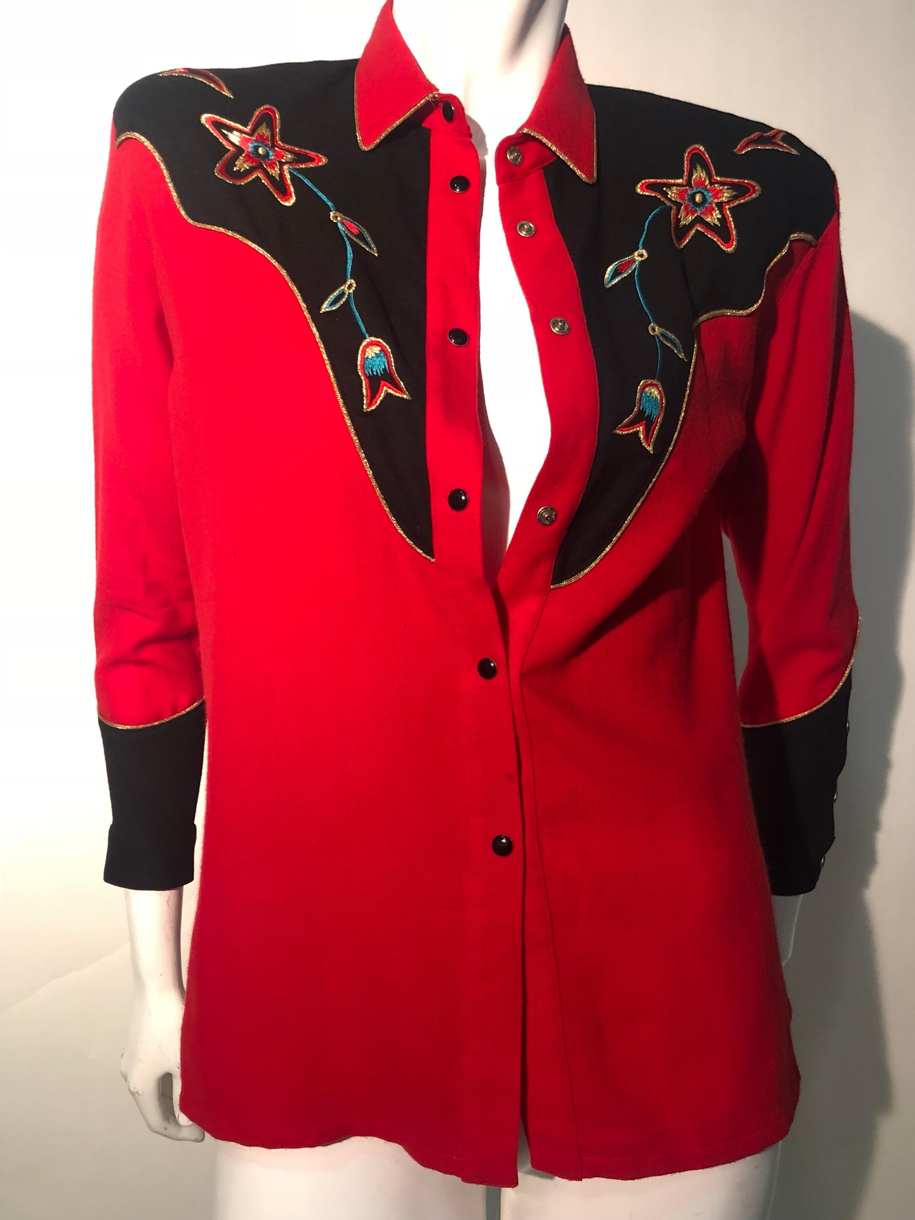 1980er Jahre Kansai Yamamoto Retro-Stil besticktes Westernhemd im Angebot 4