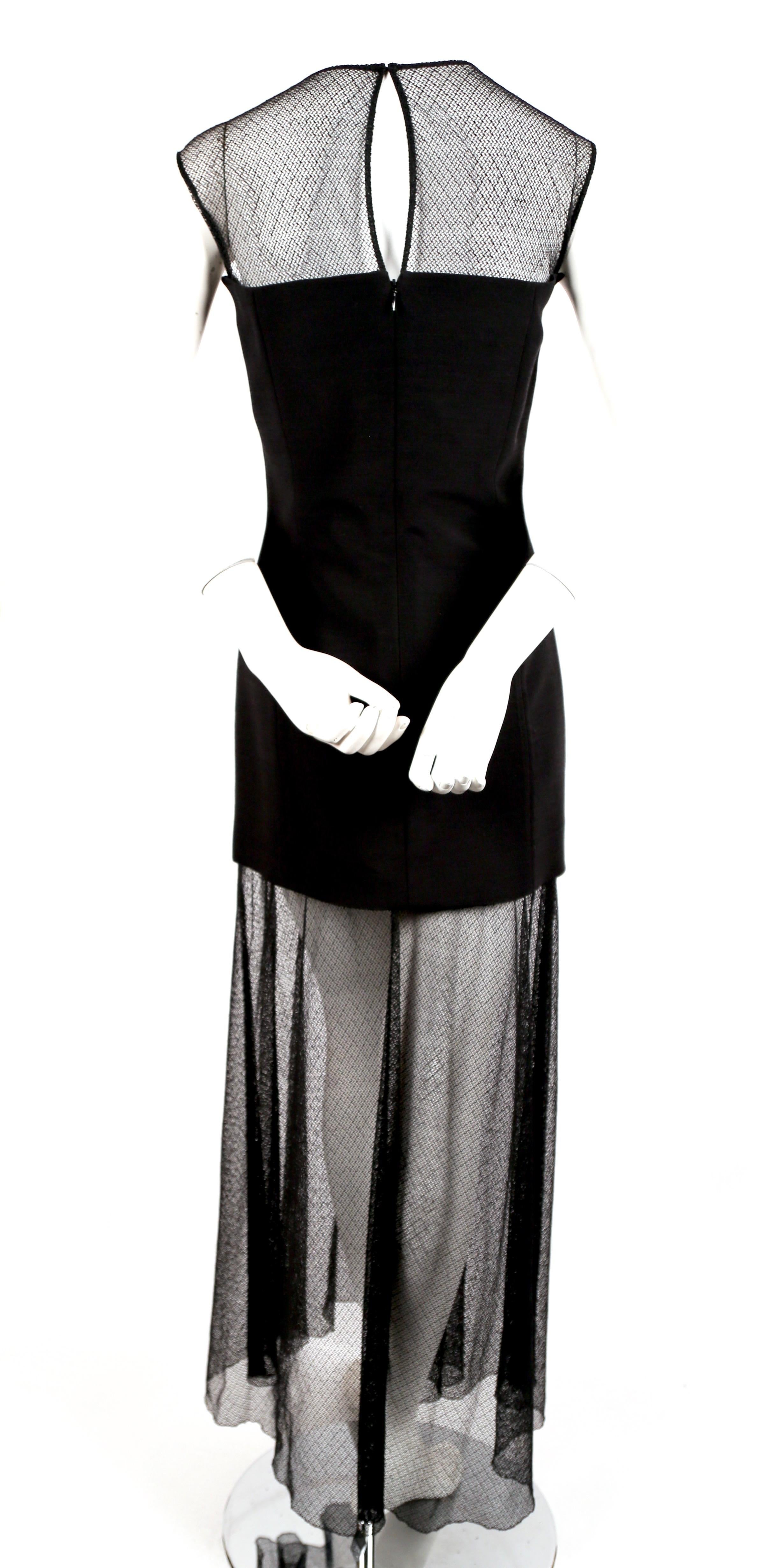 Women's or Men's 1990's KARL LAGERFELD black dress with sheer neckline and hemline For Sale