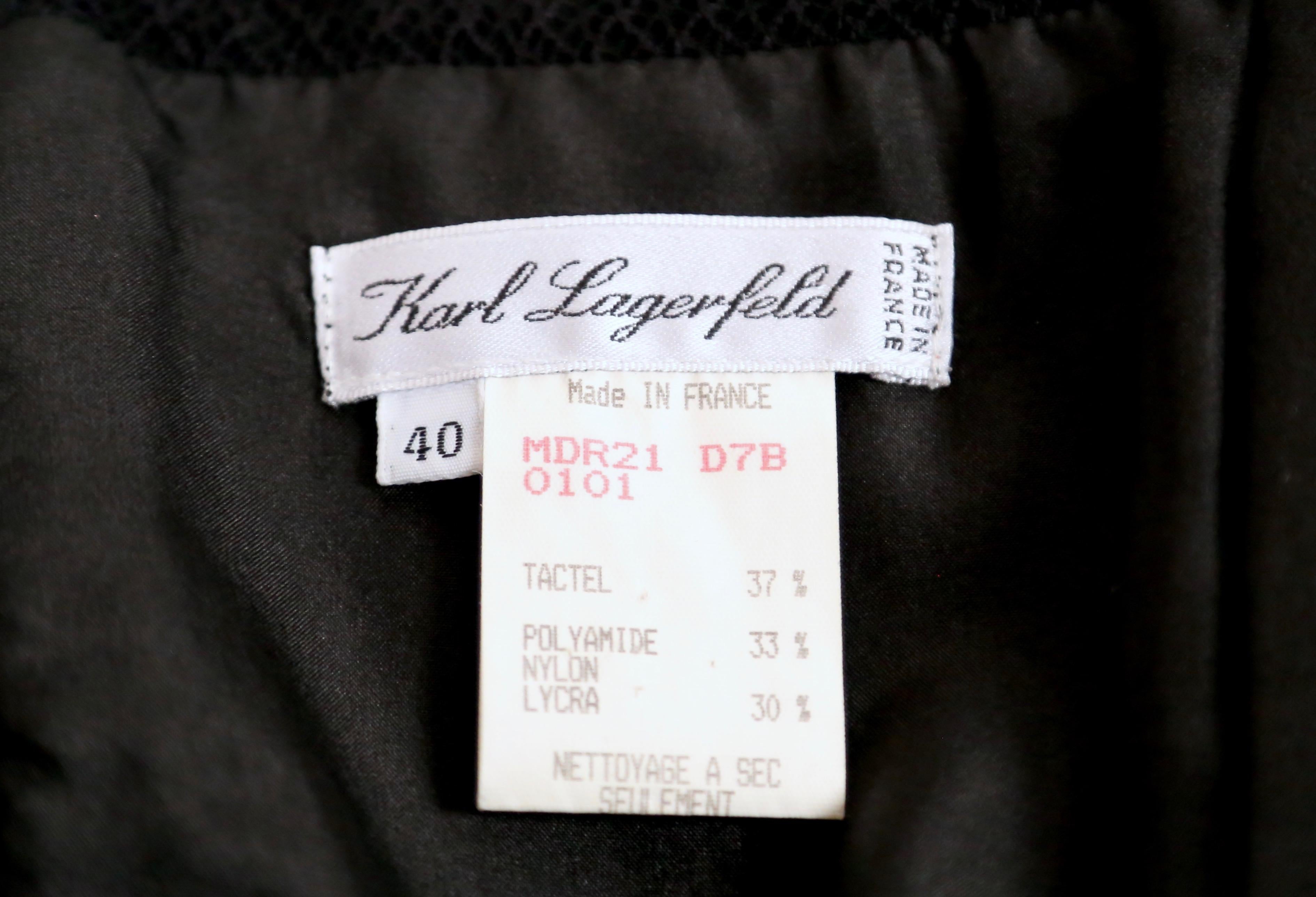 1990's KARL LAGERFELD black dress with sheer neckline and hemline For Sale 1