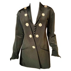 1980's Karl Lagerfeld Black Faille Tuxedo Style Jacket Faux Vest Never Worn