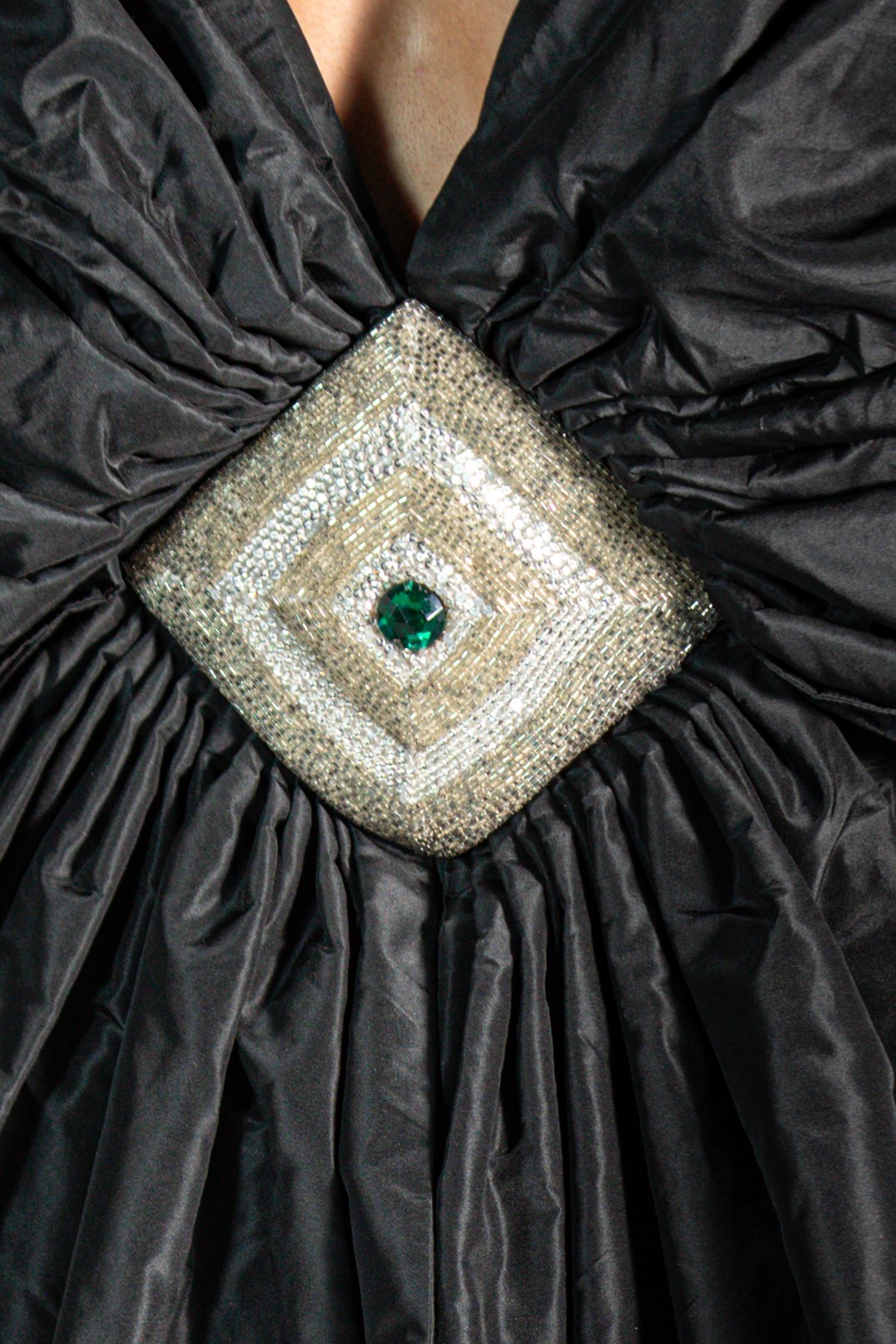 1980S Karl Lagerfeld Chloe Black Hand Beaded Silk Taffeta Giant Bow Cocktail Dr 6