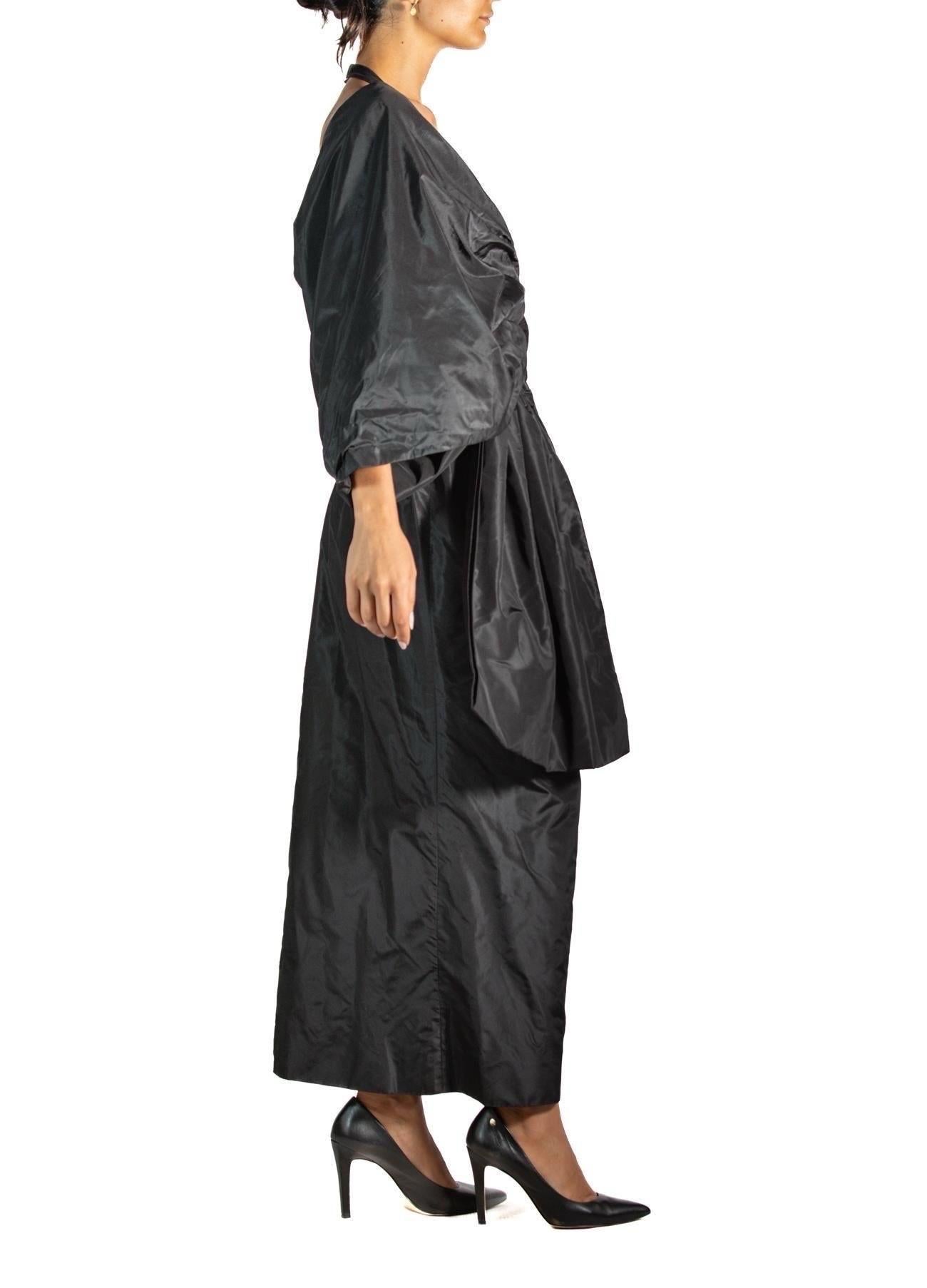 1980S Karl Lagerfeld Chloe Black Hand Beaded Silk Taffeta Giant Bow Cocktail Dr In Excellent Condition In New York, NY