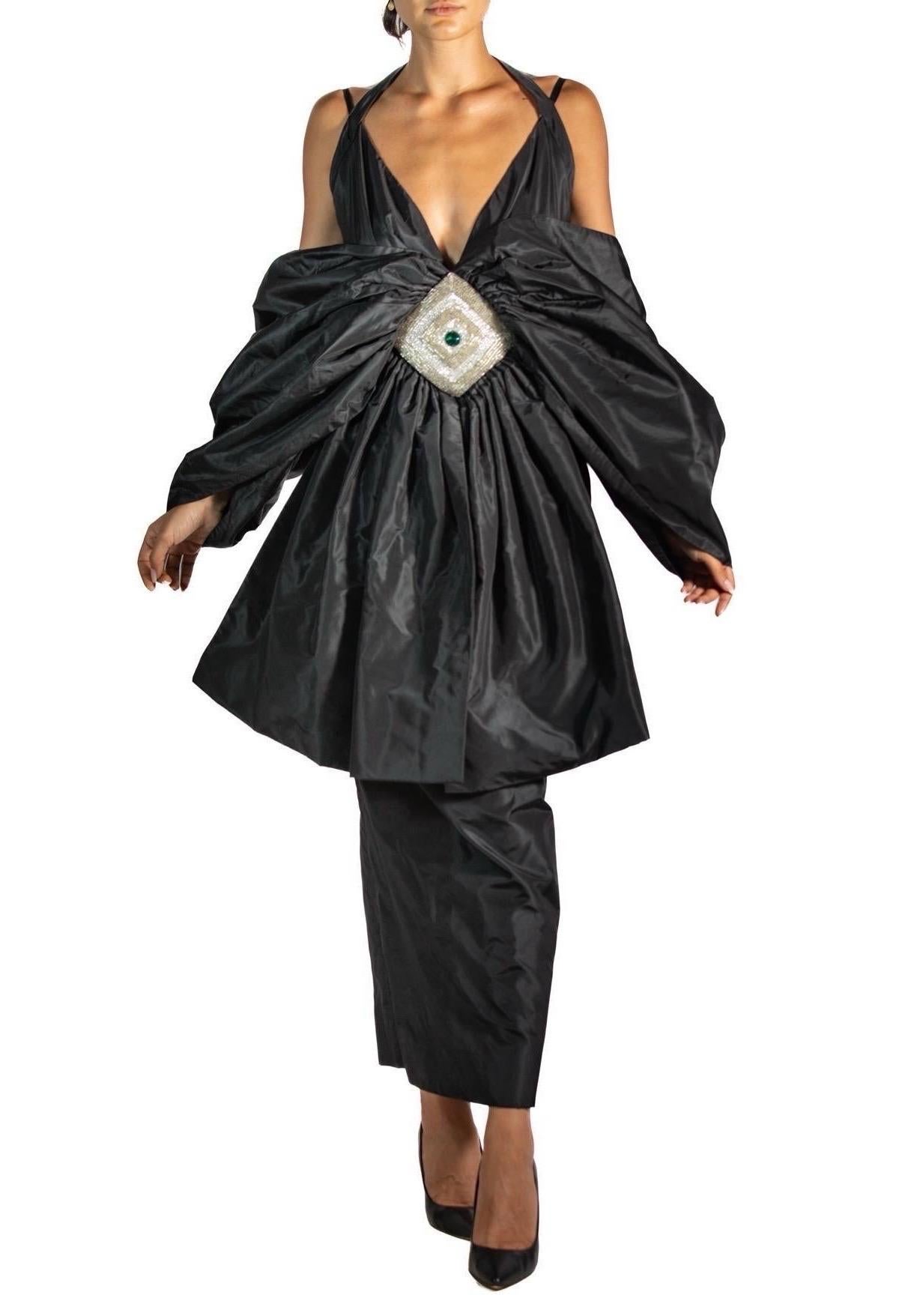 1980S Karl Lagerfeld Chloe Black Hand Beaded Silk Taffeta Giant Bow Cocktail Dr 2