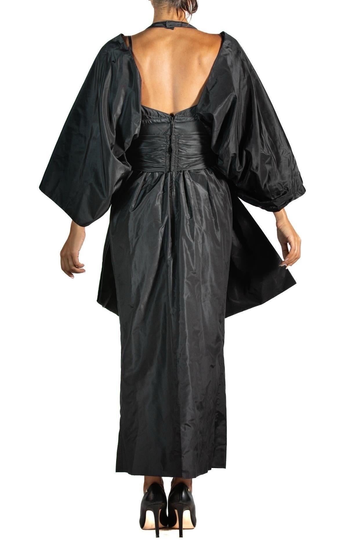 1980S Karl Lagerfeld Chloe Black Hand Beaded Silk Taffeta Giant Bow Cocktail Dr 3