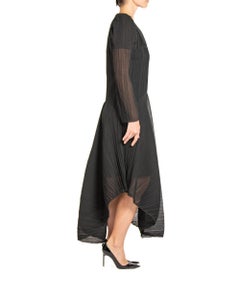 1980S KARL LAGERFELD CHLOE Black Pleated Chiffon Dress With Sleeves
