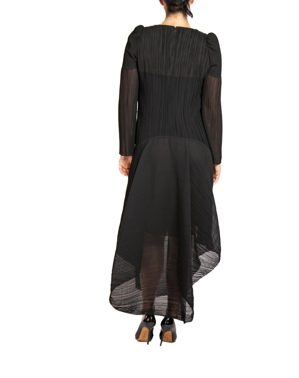Women's 1980S KARL LAGERFELD CHLOE Black Pleated Chiffon Dress With Sleeves For Sale