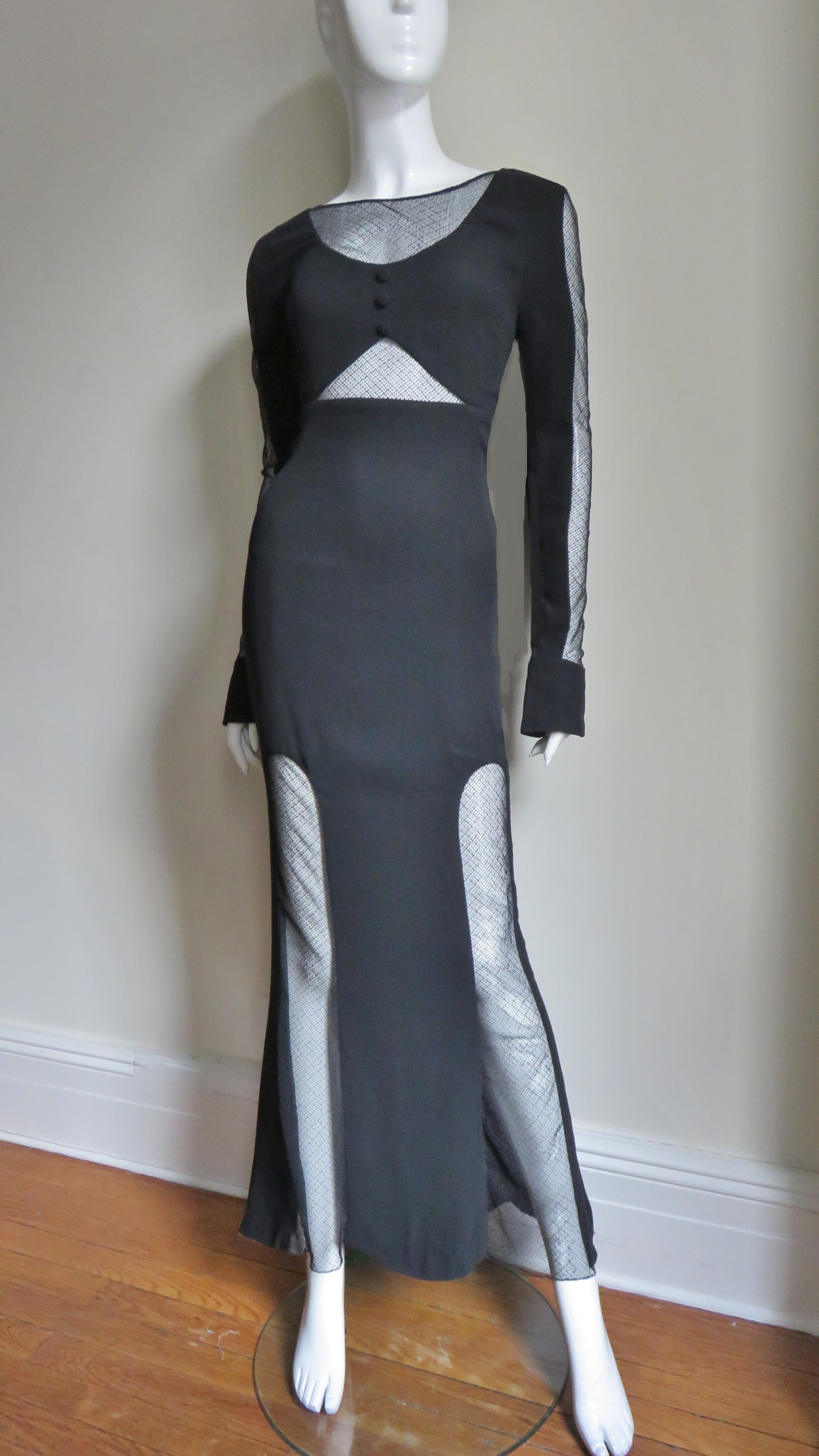 Black 1980s Karl Lagerfeld Dramatic Cut Out Dress