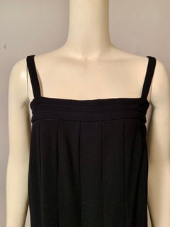 1980's Karl Lagerfeld for Chanel Black Pleated Wool Crepe Maxi Dress