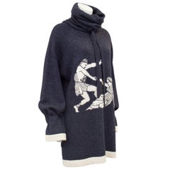 1980s Karl Lagerfeld Grey Knit Sweater with Classical Roman Figures