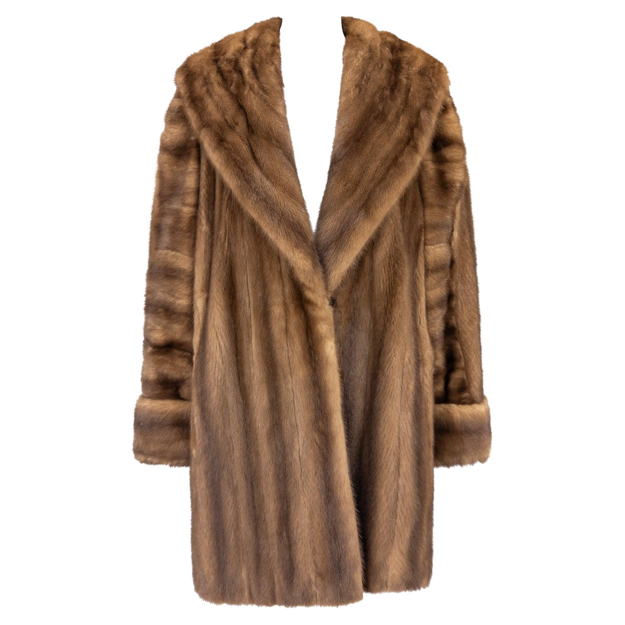 1980s Karl Lagerfeld Honey Brown Genuine Mink Oversized Coat