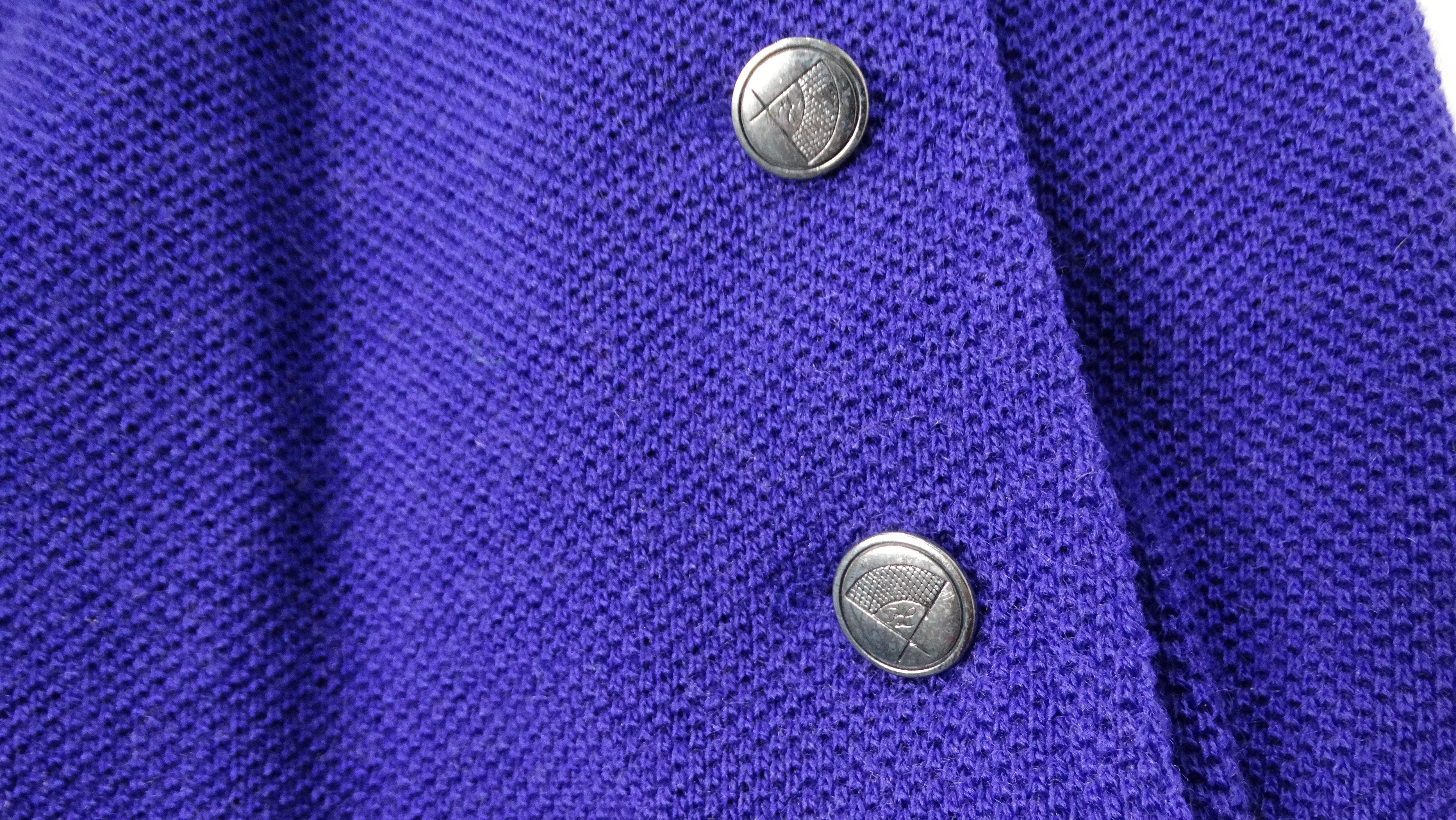 1980s Karl Lagerfeld Royal Purple Wool Ruched Maxi Dress In Good Condition For Sale In Scottsdale, AZ