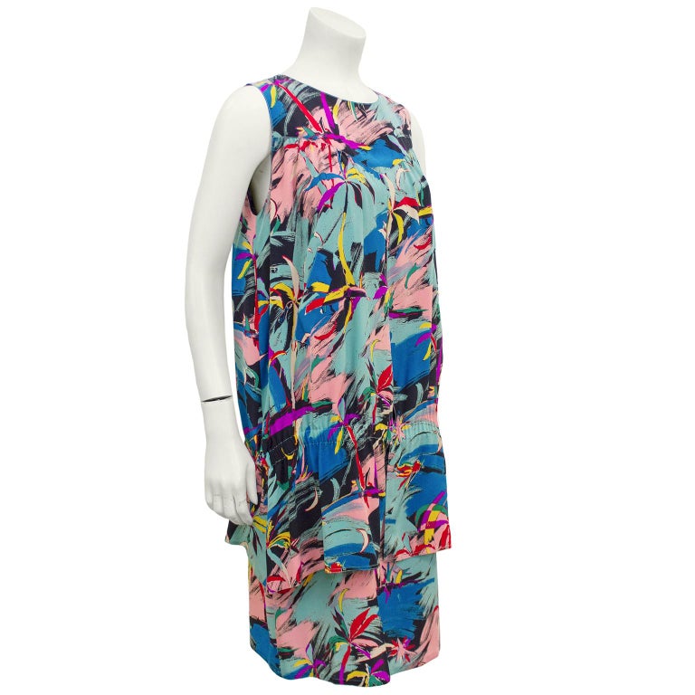 1980s Karl Lagerfeld Tropical Abstract Print Dress For Sale at 1stDibs