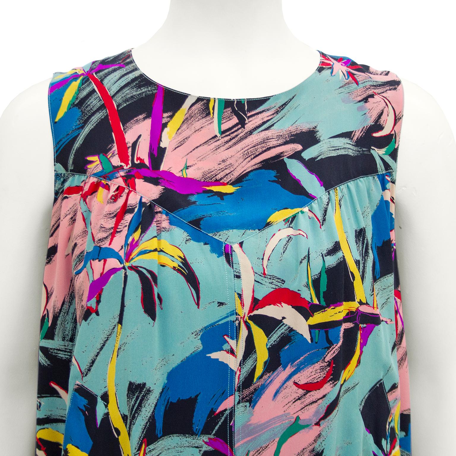 1980s Karl Lagerfeld Tropical Abstract Print Dress  In Good Condition For Sale In Toronto, Ontario