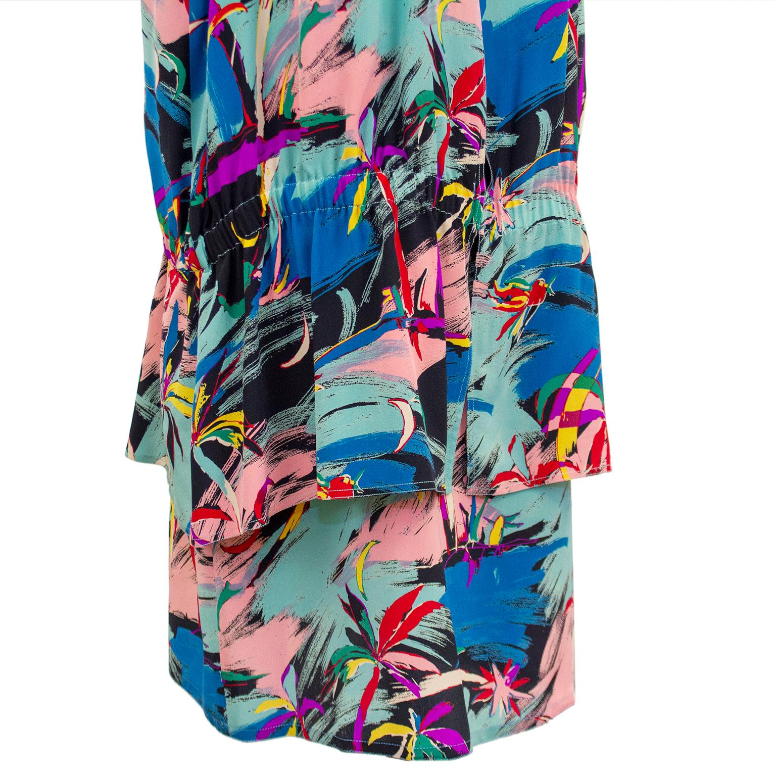 Women's 1980s Karl Lagerfeld Tropical Abstract Print Dress  For Sale