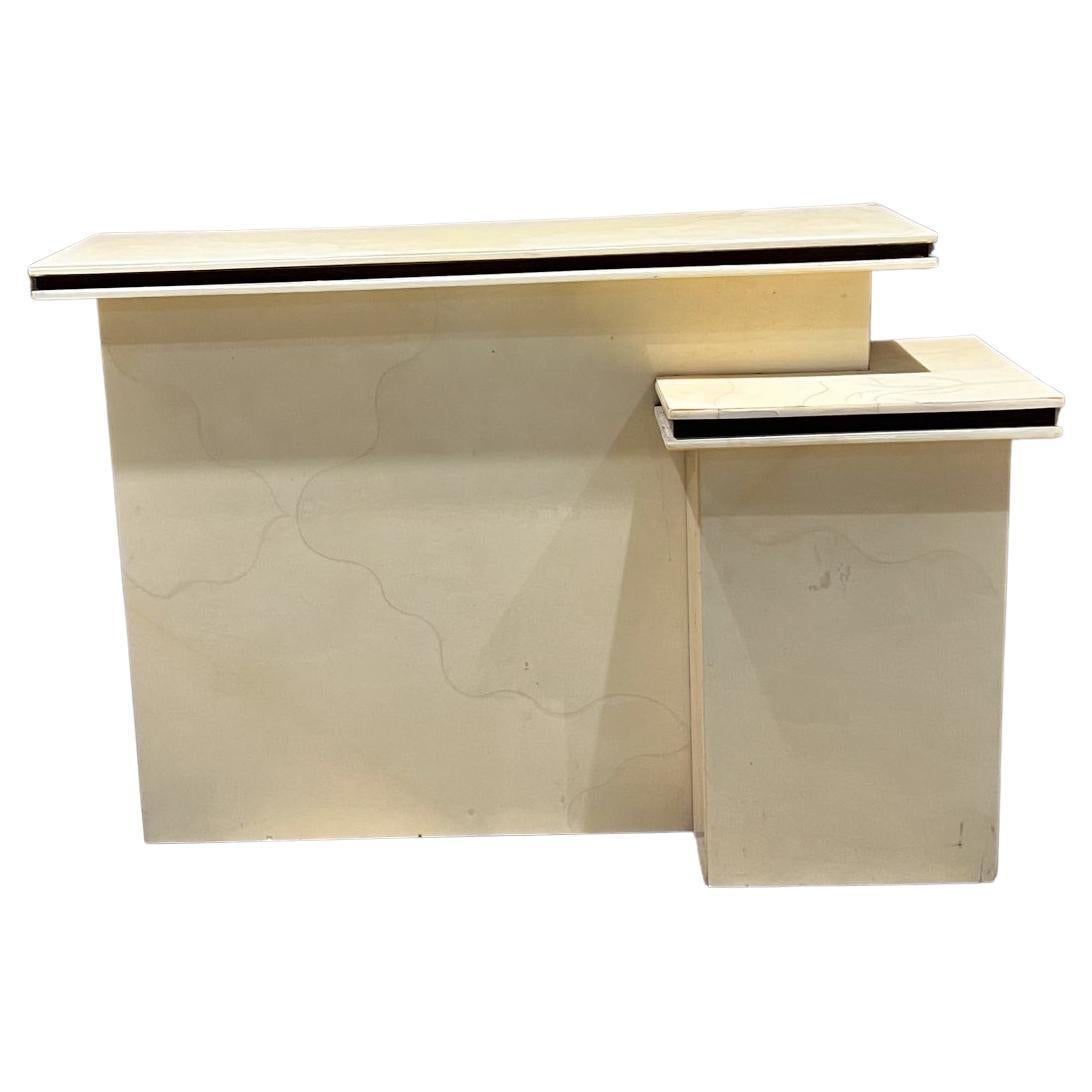 Meuble de bar sec en peau de chèvre laquée, années 1980, Karl Springer en vente