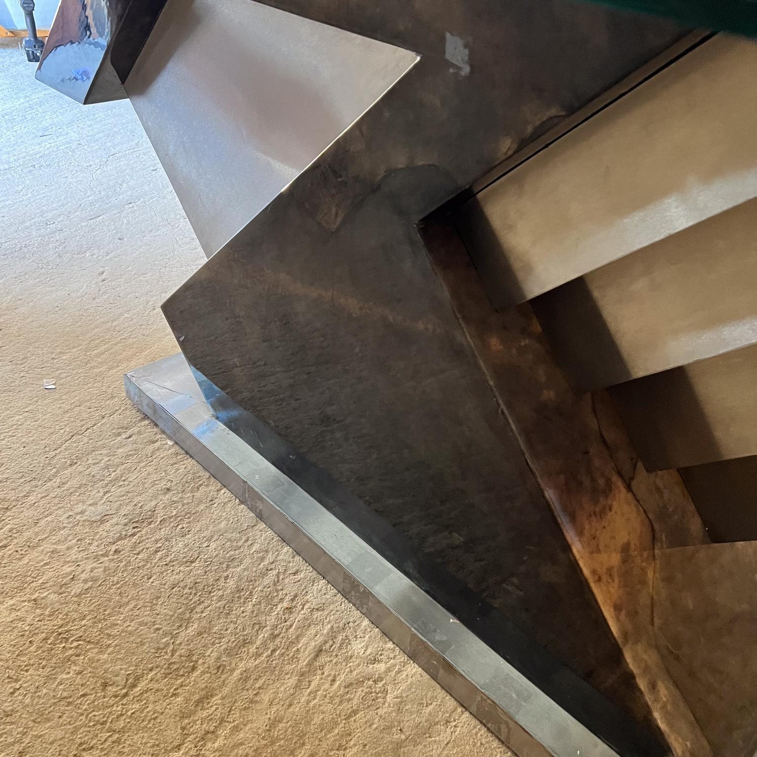 Aluminium 1980 Karl Springer- Maria Teresa Méndez Base de table de salle à manger enveloppée de peau de chèvre en vente