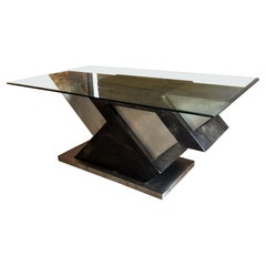 1980s Karl Springer- Maria Teresa Méndez Goatskin Wrapped Dining Table Base
