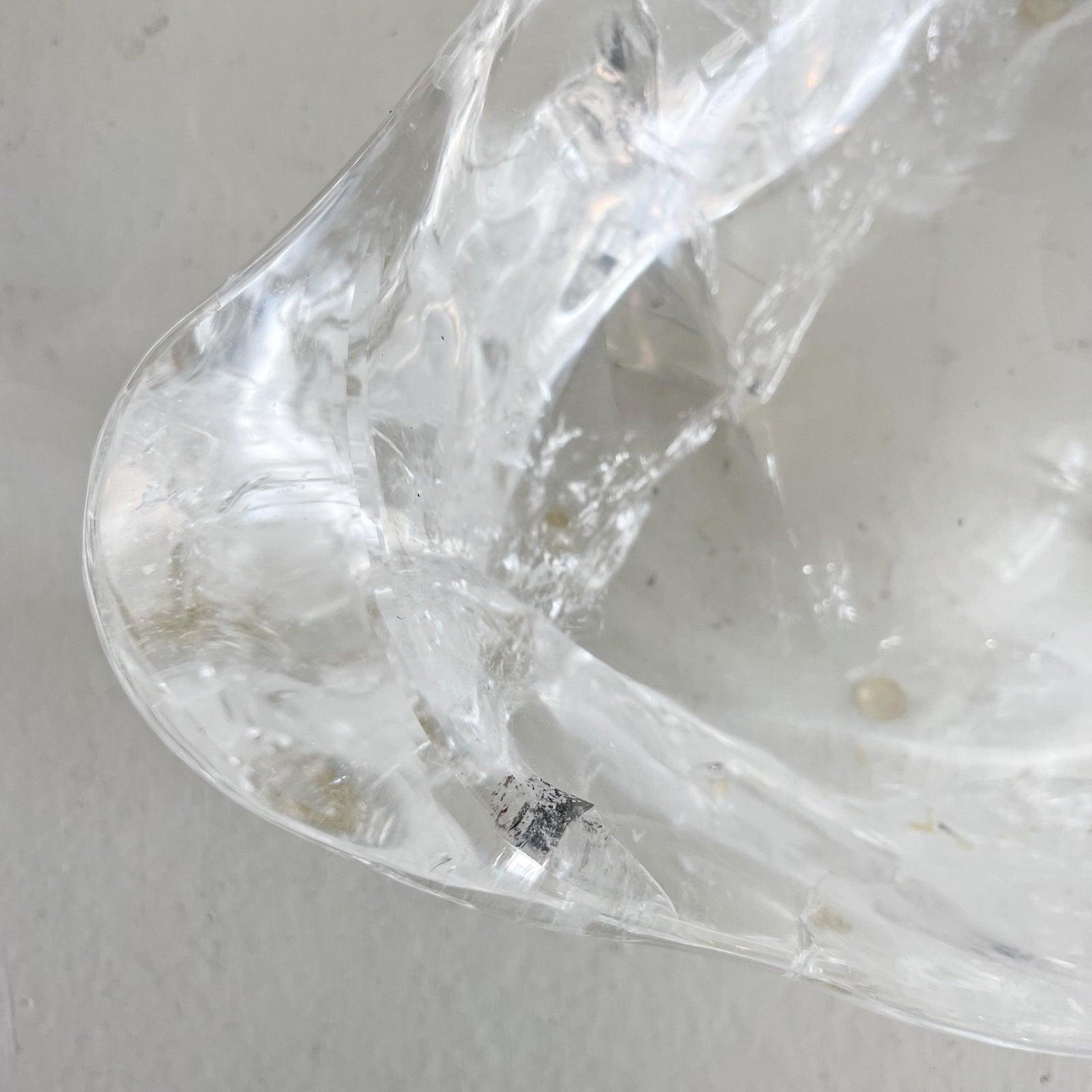 Mid-Century Modern 1980s Karl Springer Rock Crystal Glass Modern Catch-All Bowl Dish