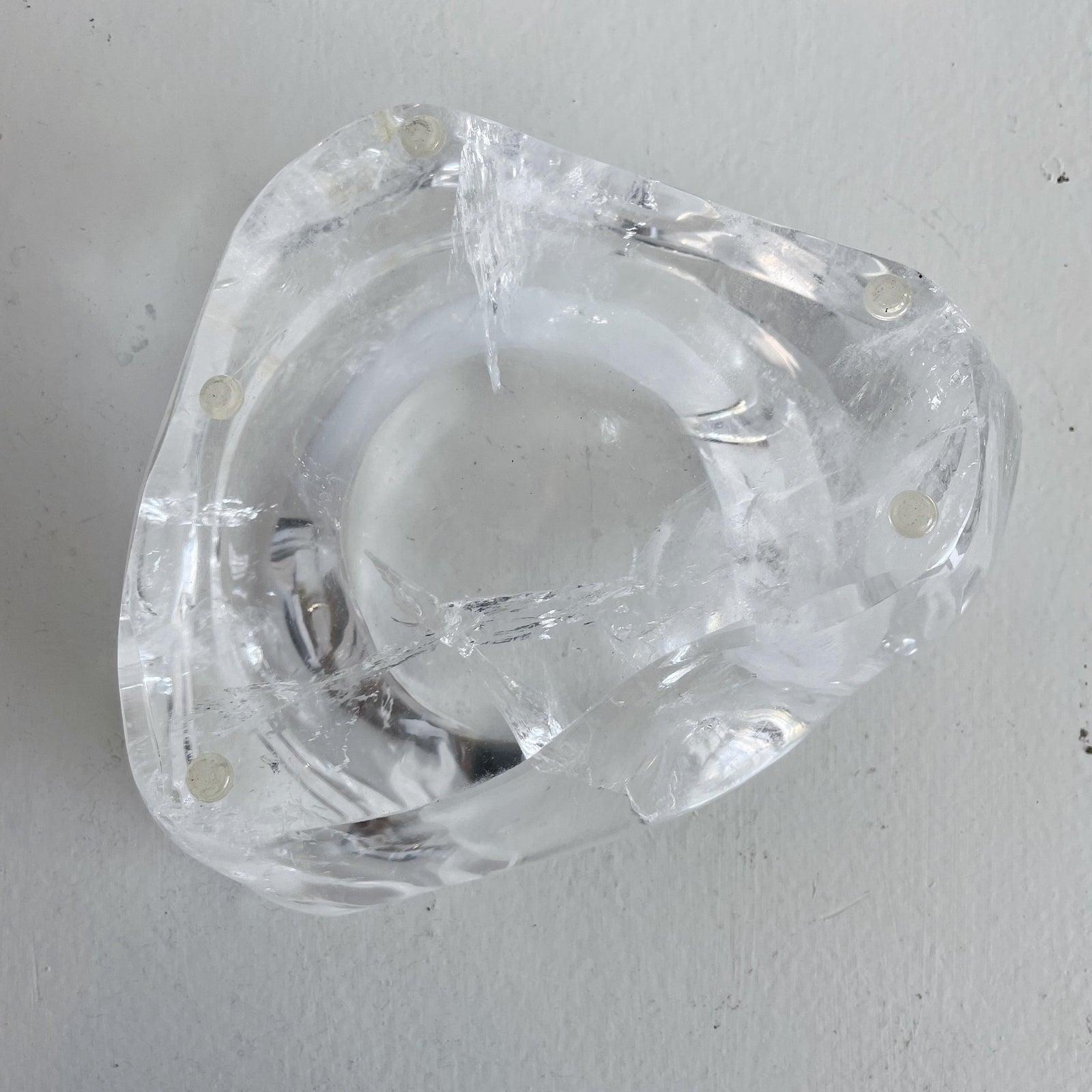 Late 20th Century 1980s Karl Springer Rock Crystal Glass Modern Catch-All Bowl Dish