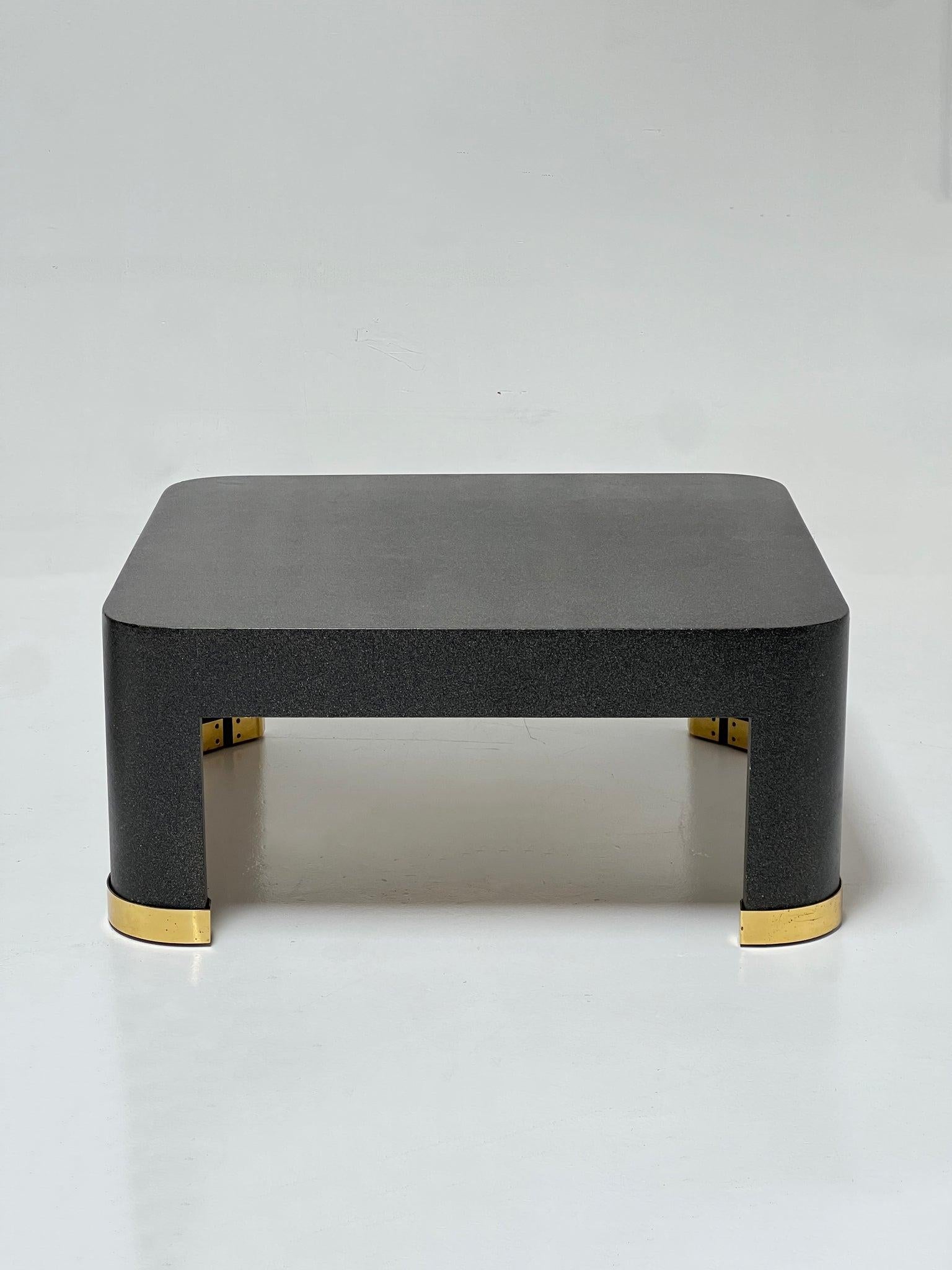 1980s Karl Springer Style Brass Coffee Table For Sale 2