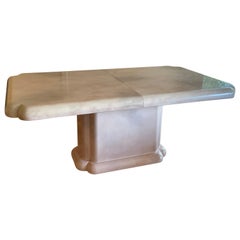 1980s Karl Springer Style Expanding Pink Faux Marble Post-Modern Dining Table