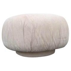1980s Karl Springer Style Vintage Modern Large Swivel Poof or Footstool