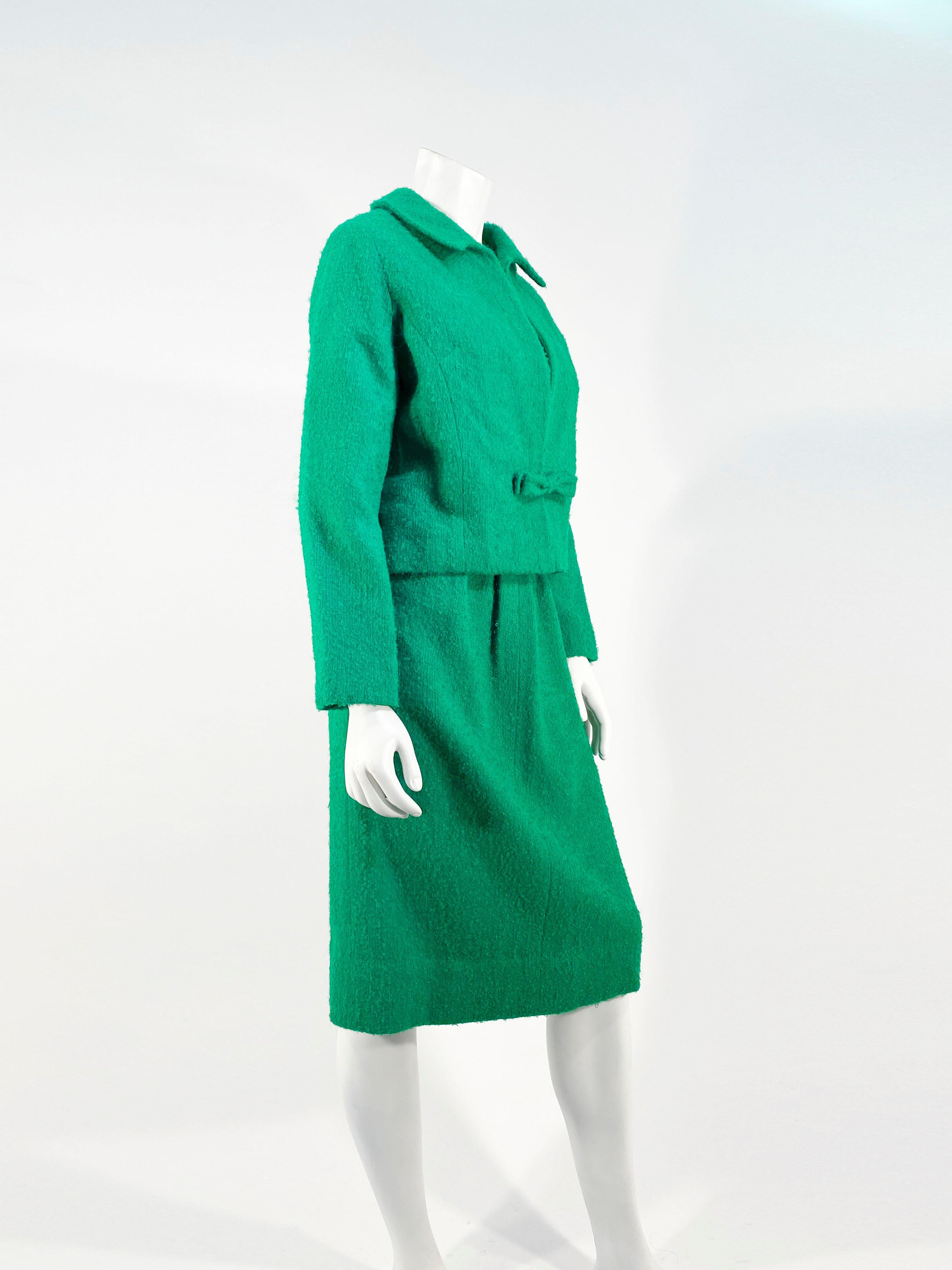 Costume en mohair vert Kelly des années 1980 Bon état - En vente à San Francisco, CA