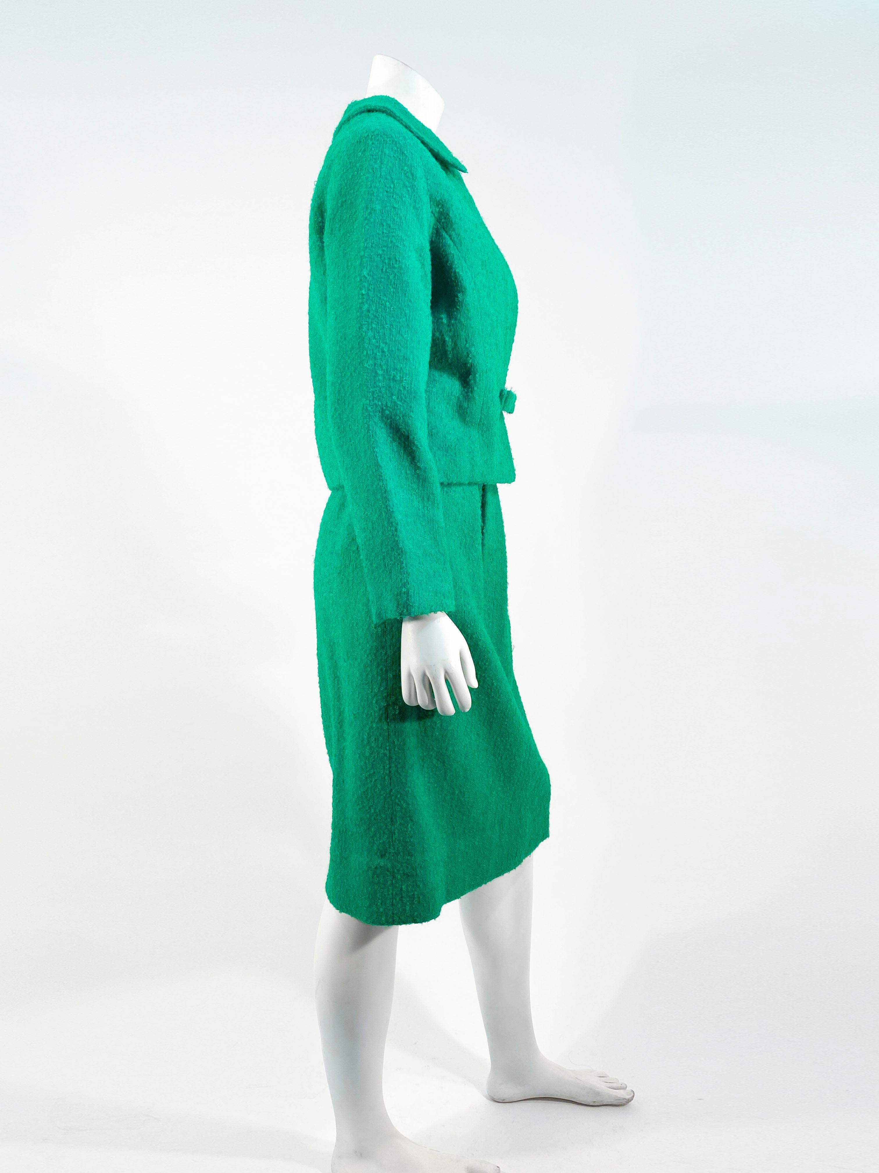 Costume en mohair vert Kelly des années 1980 Pour femmes en vente