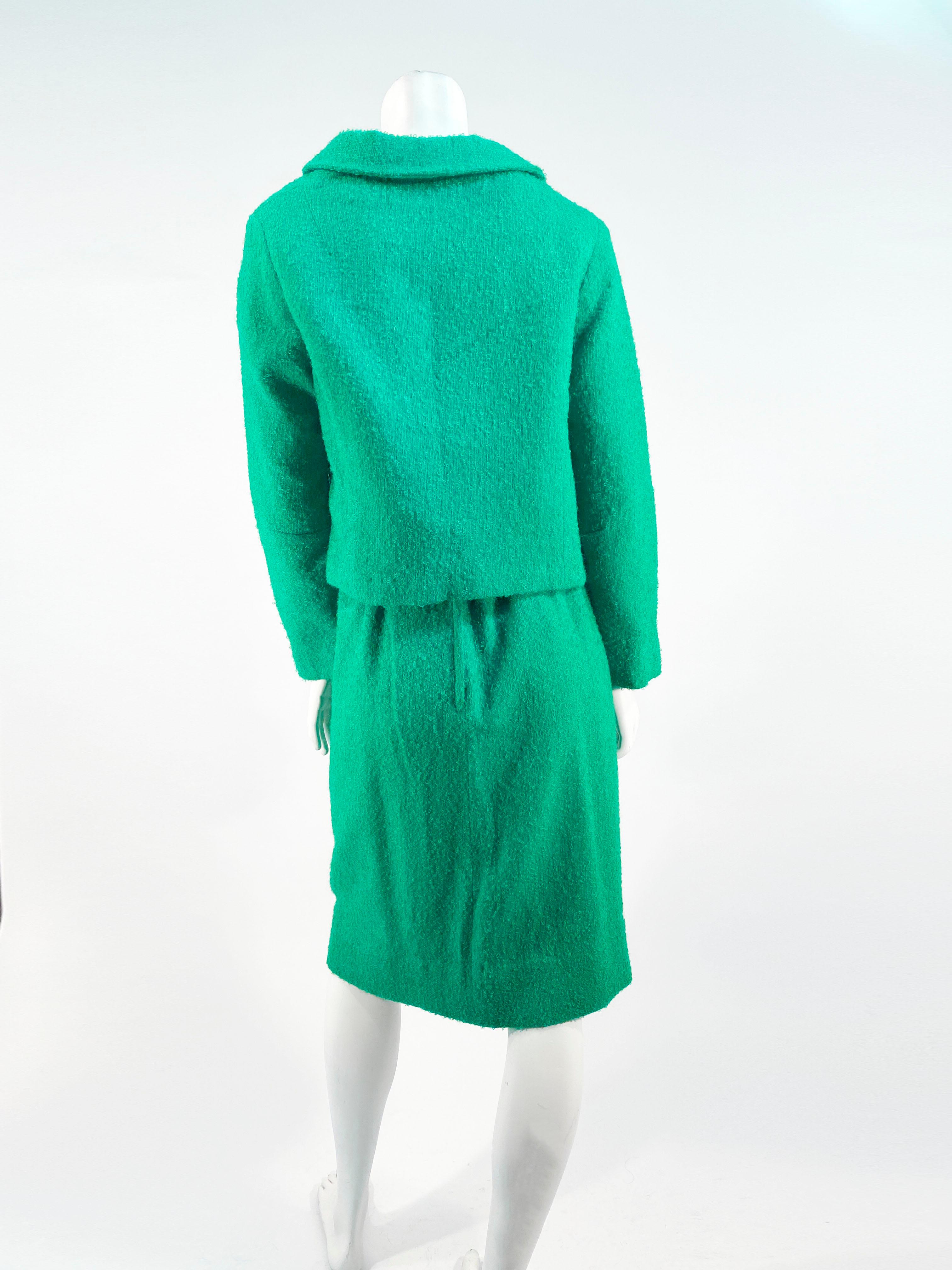 Costume en mohair vert Kelly des années 1980 en vente 1
