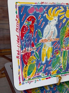 Tovagliette con pappagalli australiani di Ken Done degli anni ’80, set da 6 nella confezione originale