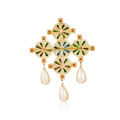 1980s Kenneth Jay Lane Giant Renaissance Maltese Cross Brooch
