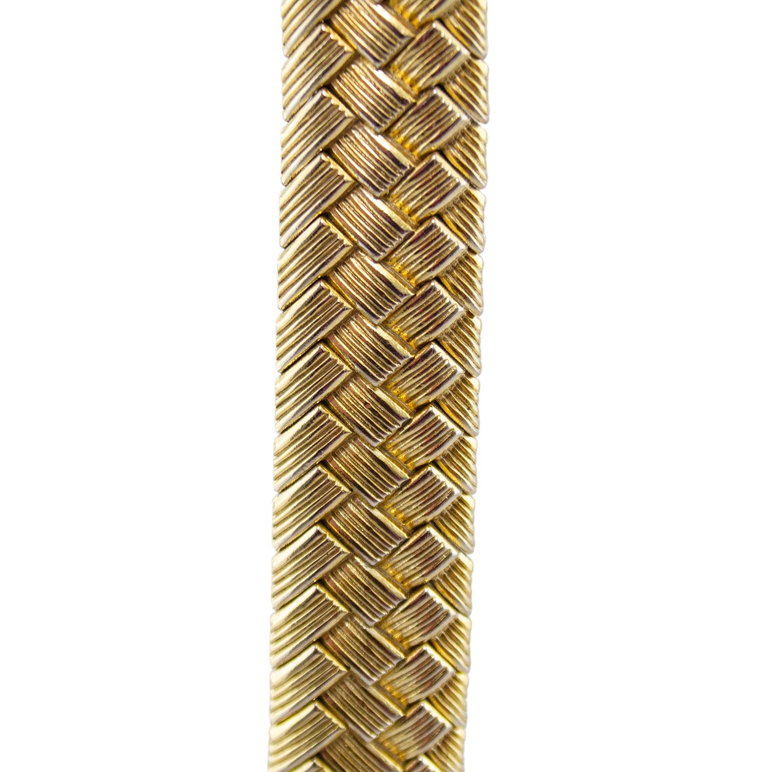 Édouardien Kenneth Jay Lane Bracelet tissé en métal doré des années 1980 en vente