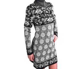 1980s Kenzo Jungle Floral Geometric Knitted Dress